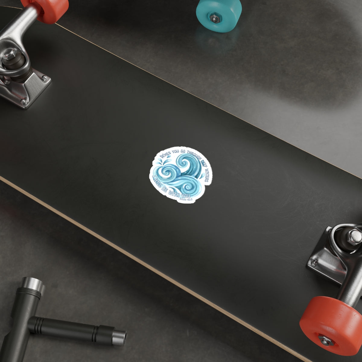 Wave Sticker — "When You Go Through Deep Waters I'll Be With You" (Isaiah 43:2)