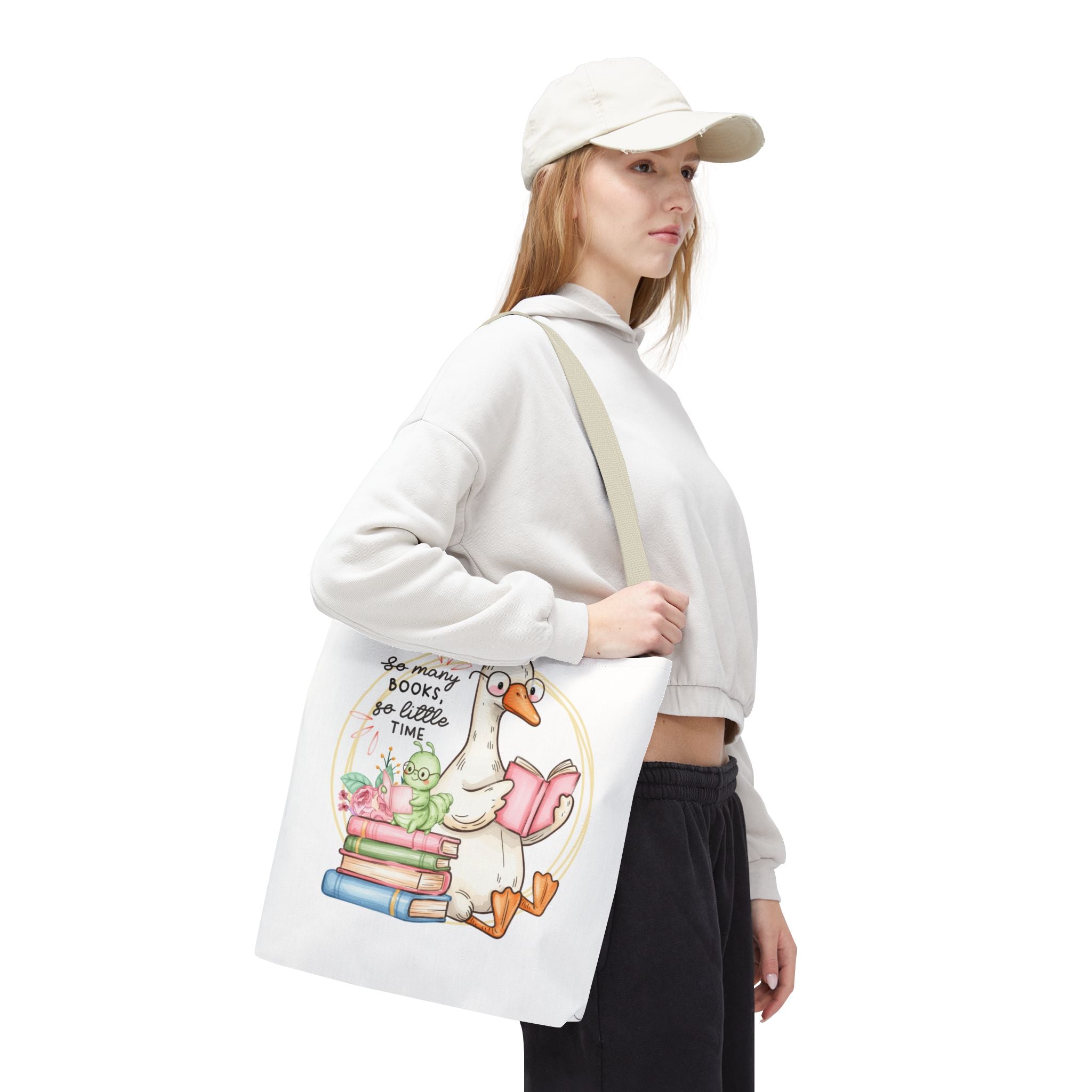 Reading Goose Tote Bag — "So Many Books, So Little Time" Cute Booklover Carryall