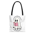 Ghost Reading Tote Bag — Cute Ghost with Book "I'm currently reading about murder, it helps take the edge off"
