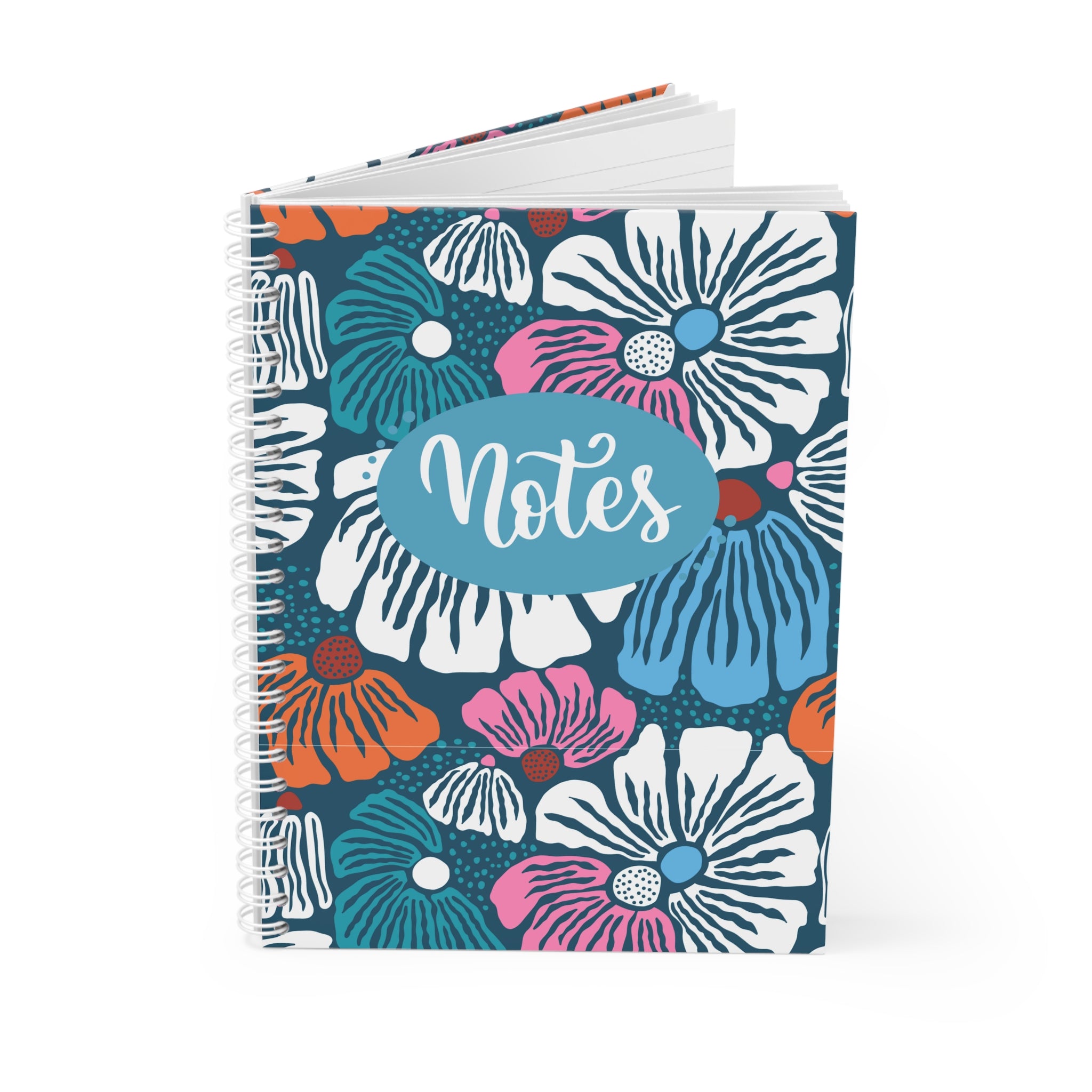 Floral Notes Spiral Notebook — Colorful Hand-Drawn Flower Journal for School & Everyday Notes