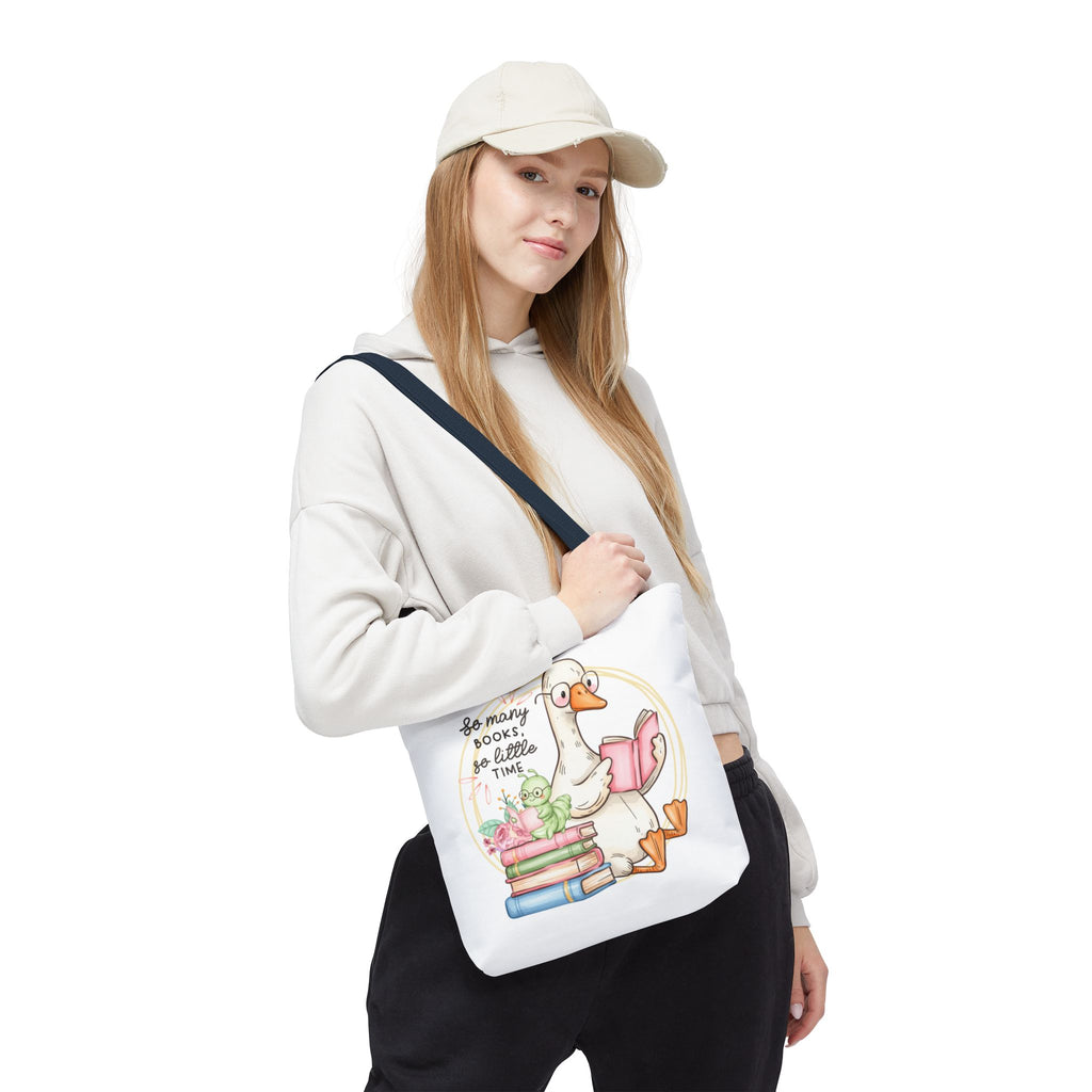 Reading Goose Tote Bag — "So Many Books, So Little Time" Cute Booklover Carryall