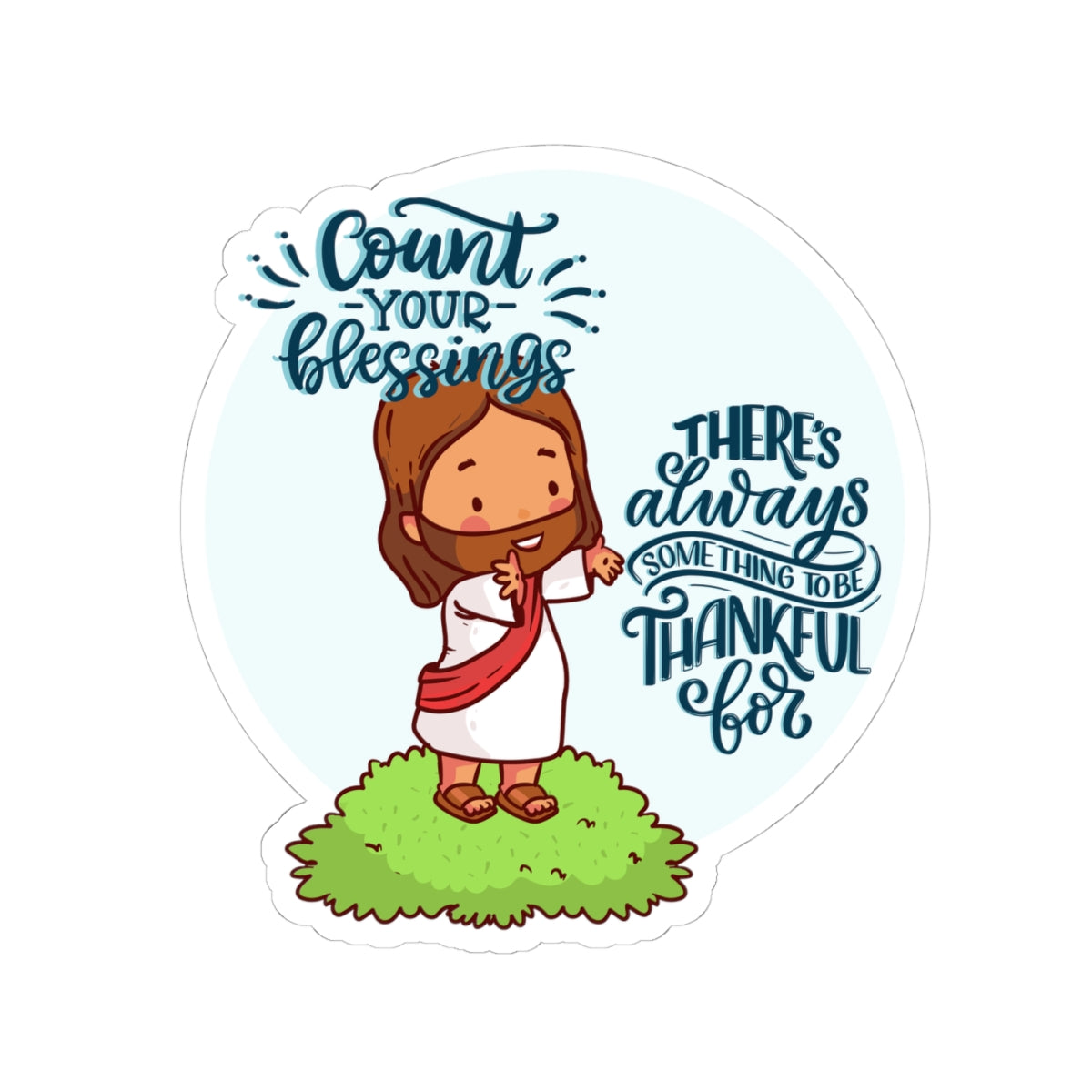 Religious Jesus 'Count Your Blessings' Kiss-Cut Sticker — Thankful Faith Design