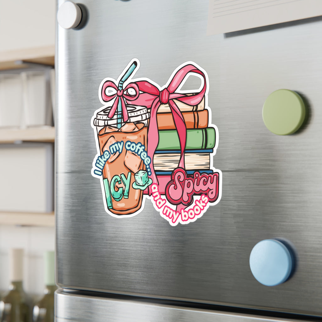I Like My Coffee Icy & My Books Spicy Vinyl Sticker