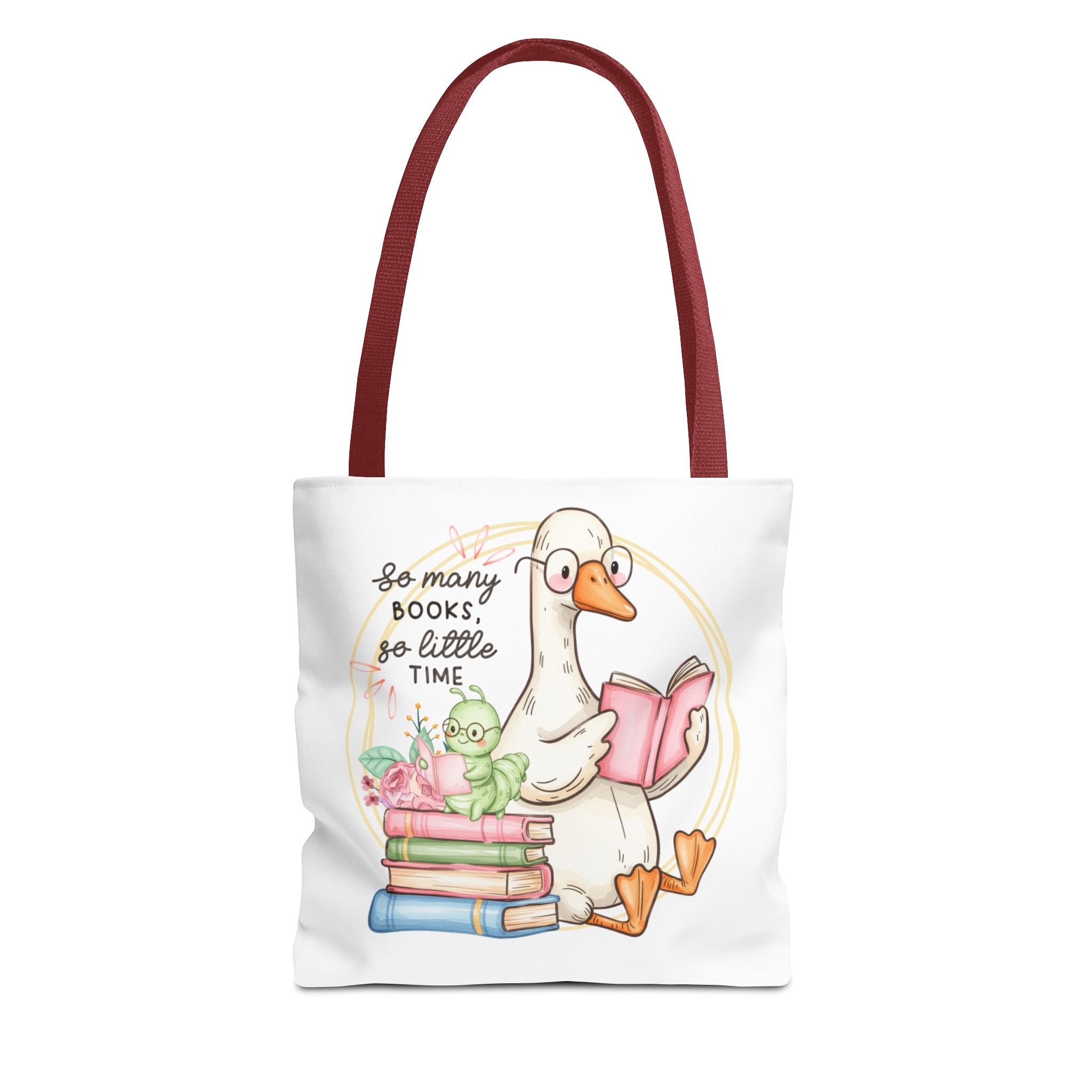 Reading Goose Tote Bag — "So Many Books, So Little Time" Cute Booklover Carryall