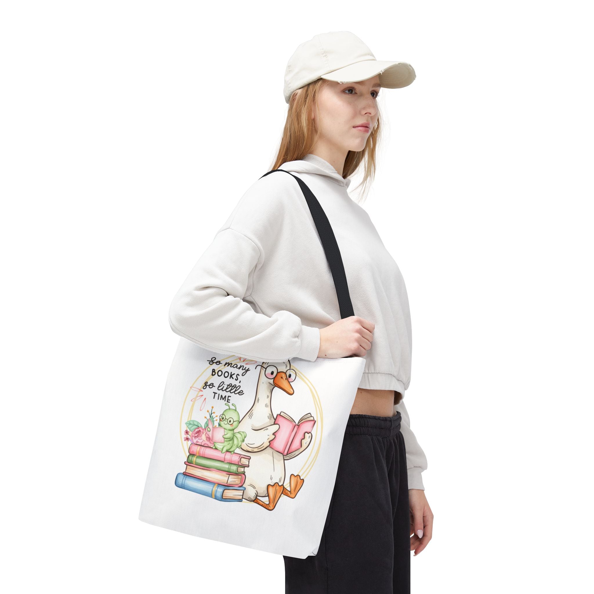 Reading Goose Tote Bag — "So Many Books, So Little Time" Cute Booklover Carryall