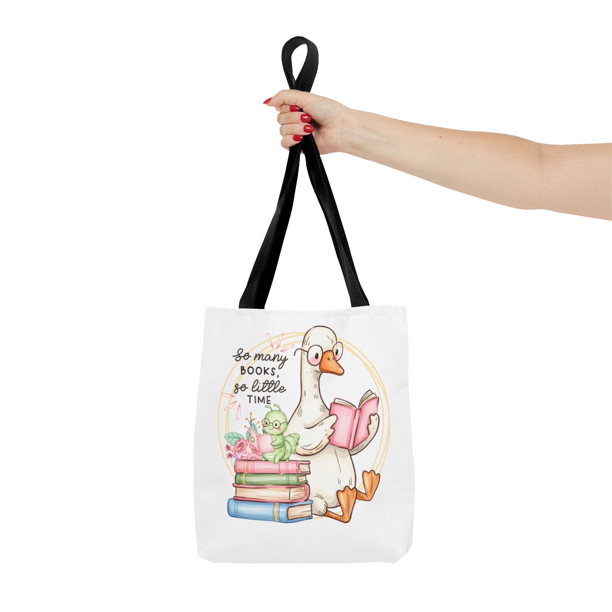 Reading Goose Tote Bag — "So Many Books, So Little Time" Cute Booklover Carryall