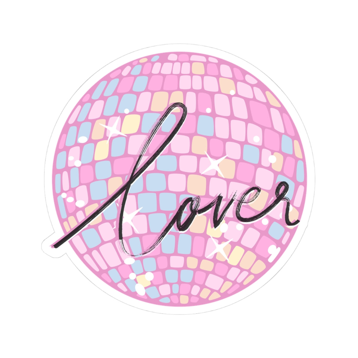 Love Disco Kiss-Cut Sticker — Pink Mosaic Heart Vibe
