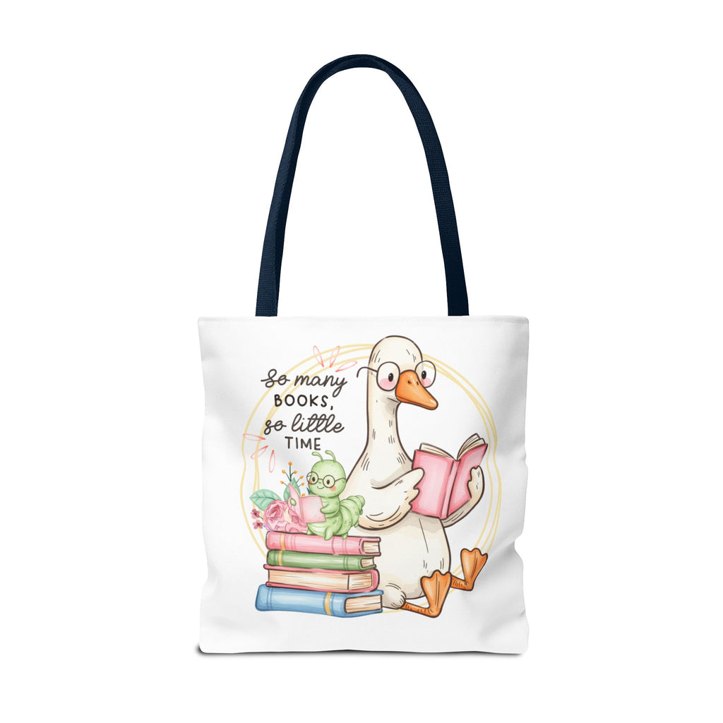 Reading Goose Tote Bag — "So Many Books, So Little Time" Cute Booklover Carryall