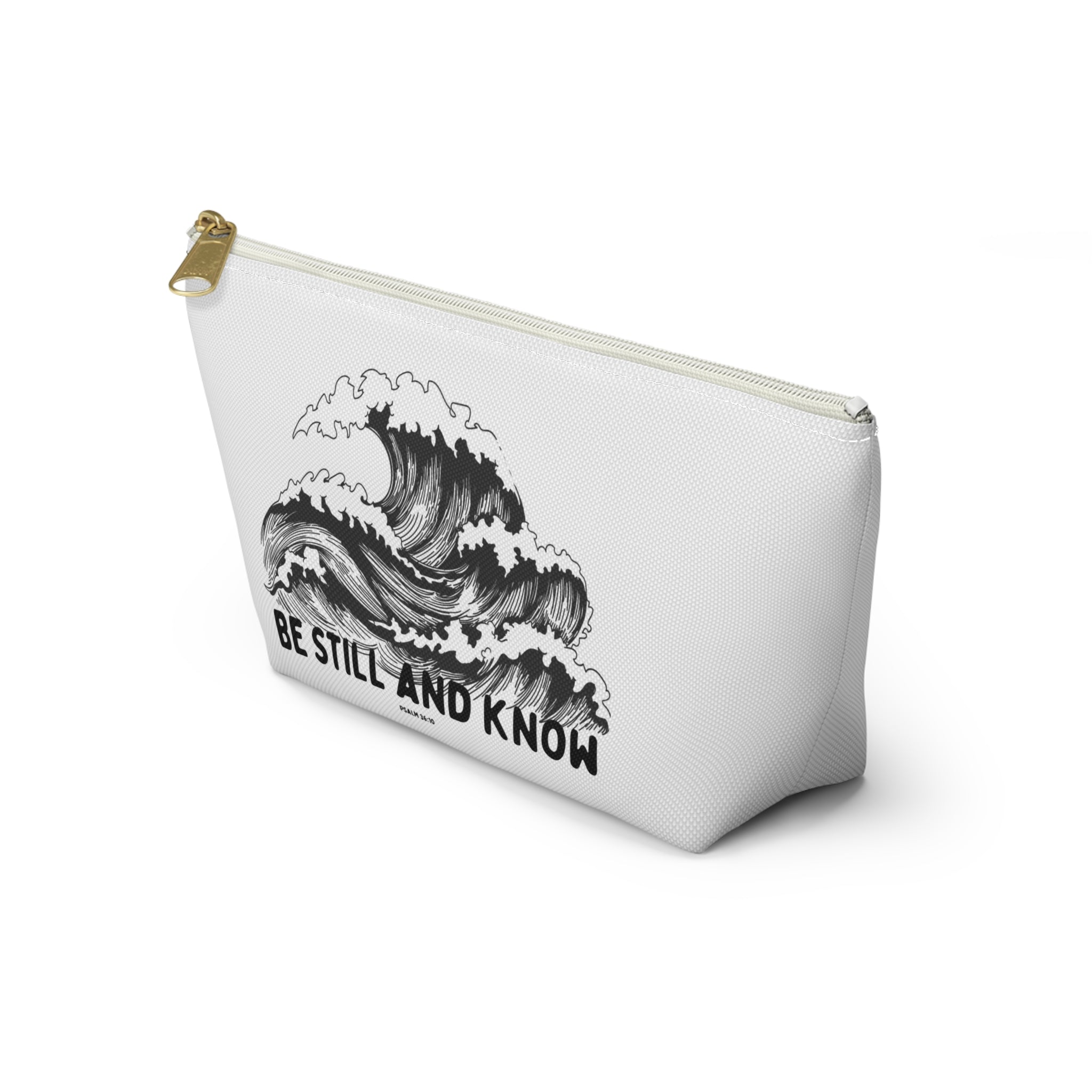 Be Still and Know Accessory Pouch — Japanese Wave Art (Psalm 46:10)