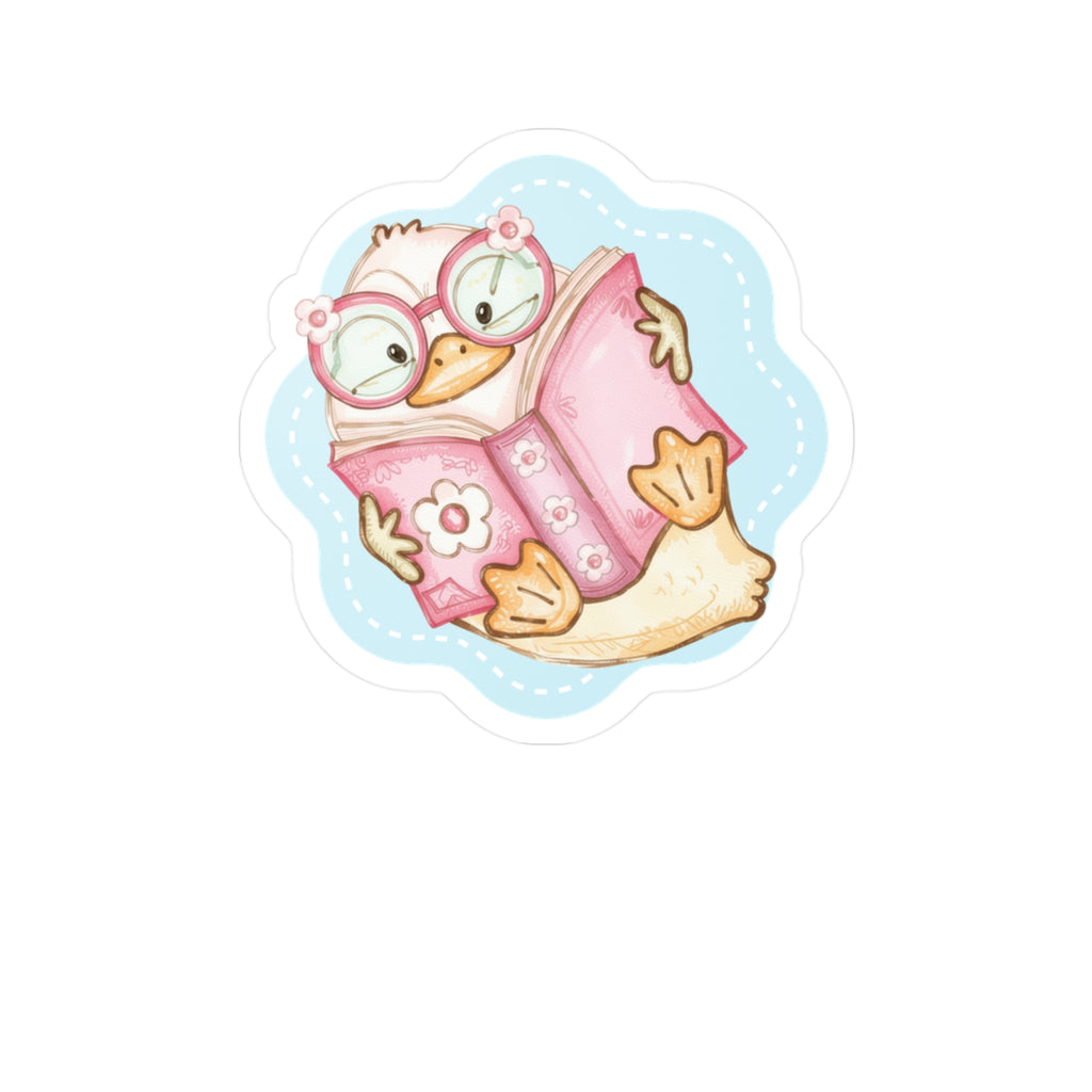 Cute Reading Duck Vinyl Sticker — Kiss-Cut Decal for Books, Laptops & Windows