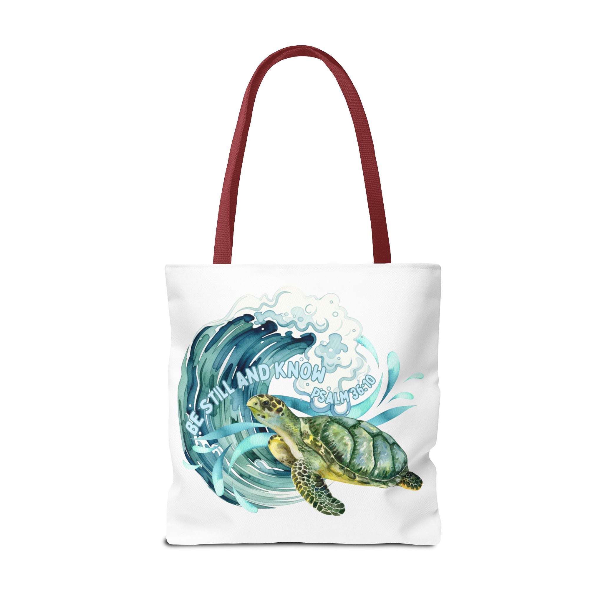 Sea Turtle Wave Tote Bag — "Be Still and Know" Ocean Eco Shopper