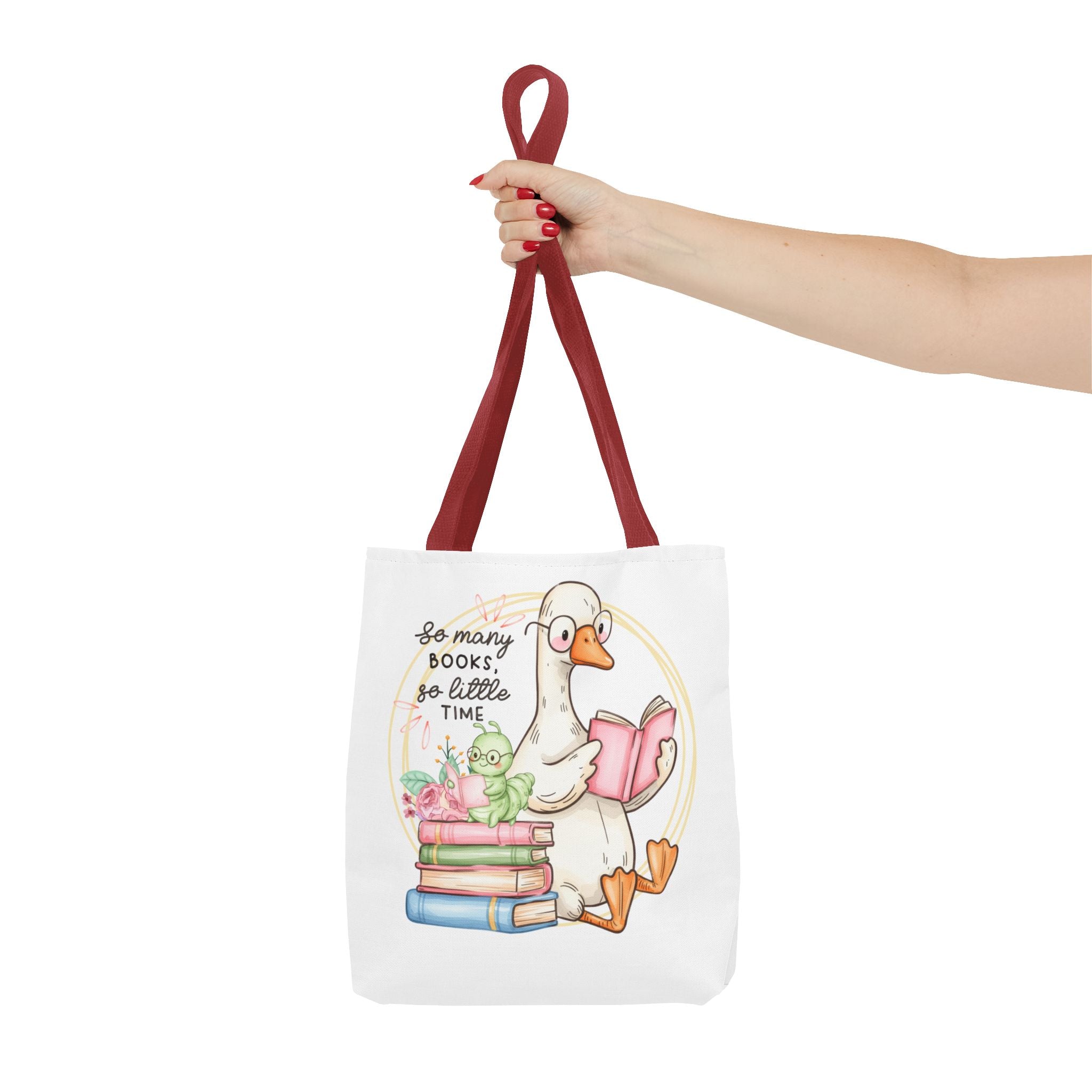 Reading Goose Tote Bag — "So Many Books, So Little Time" Cute Booklover Carryall