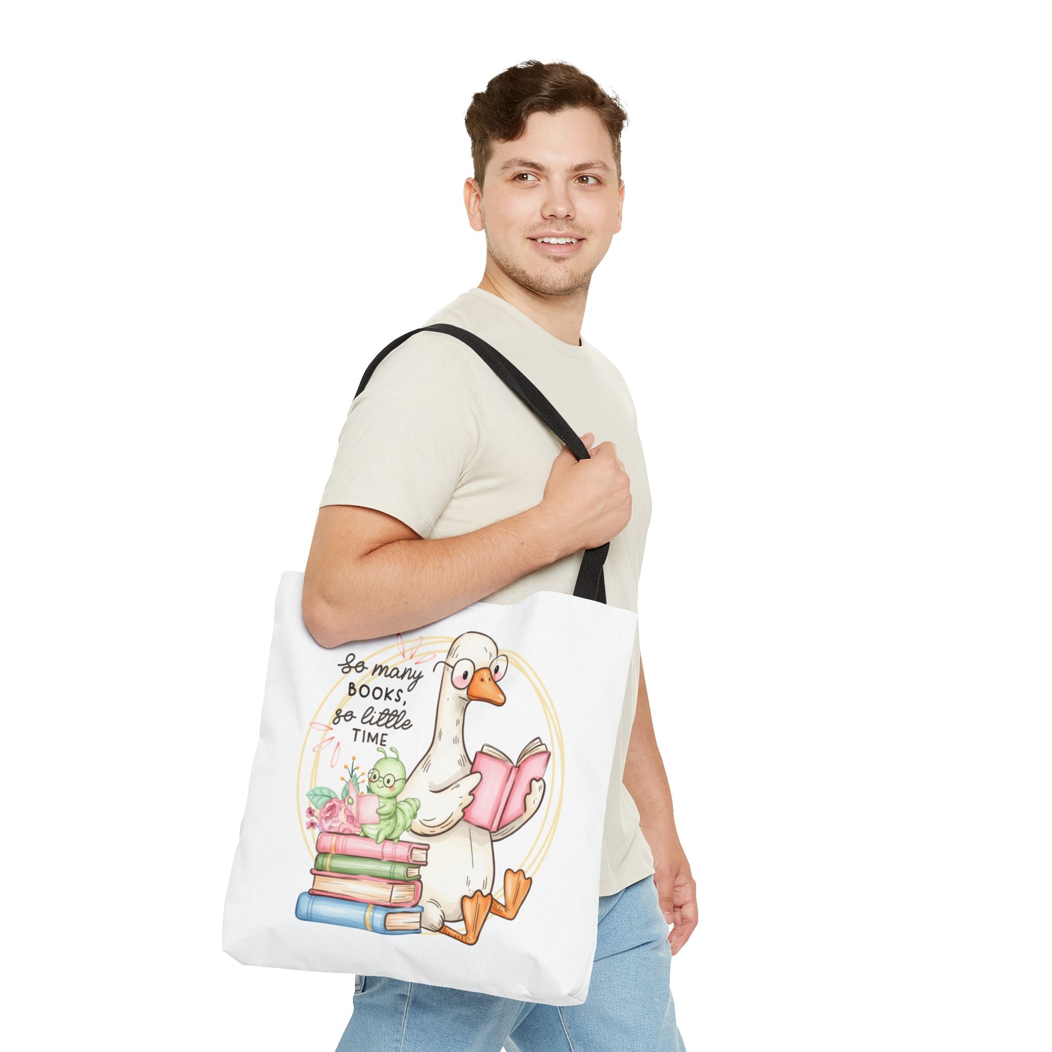 Reading Goose Tote Bag — "So Many Books, So Little Time" Cute Booklover Carryall