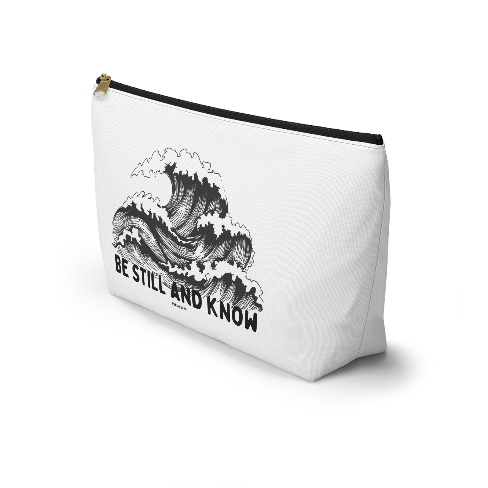 Be Still and Know Accessory Pouch — Japanese Wave Art (Psalm 46:10)
