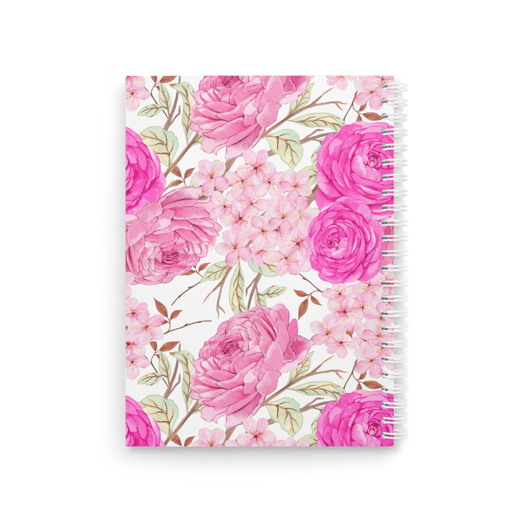Floral Journal Spiral Notebook – Pink Peony Garden Notebook for Notes & Gifts