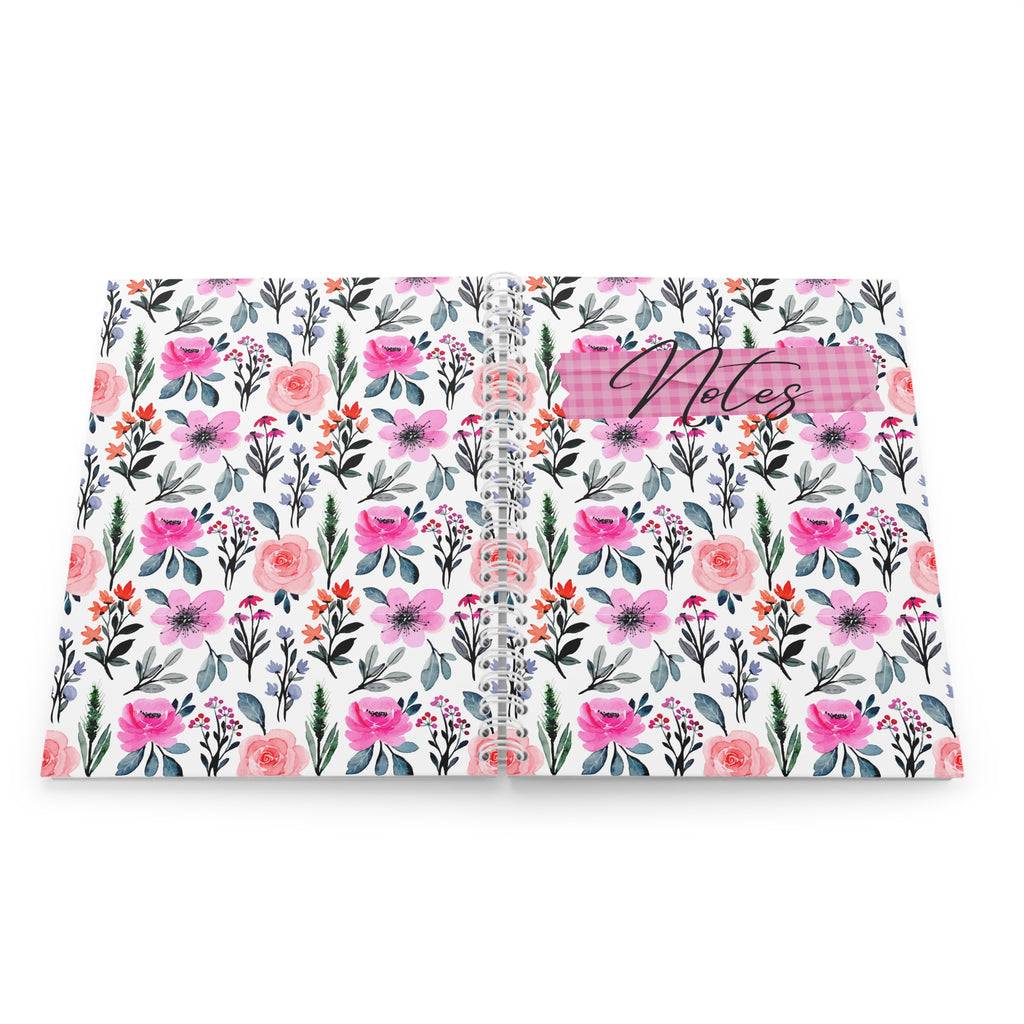 Floral Notes Spiral Notebook — Pink Watercolor Flowers Journal