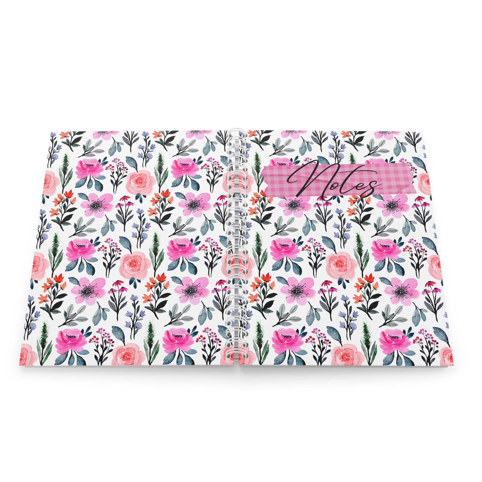 Floral Notes Spiral Notebook — Pink Watercolor Flowers Journal