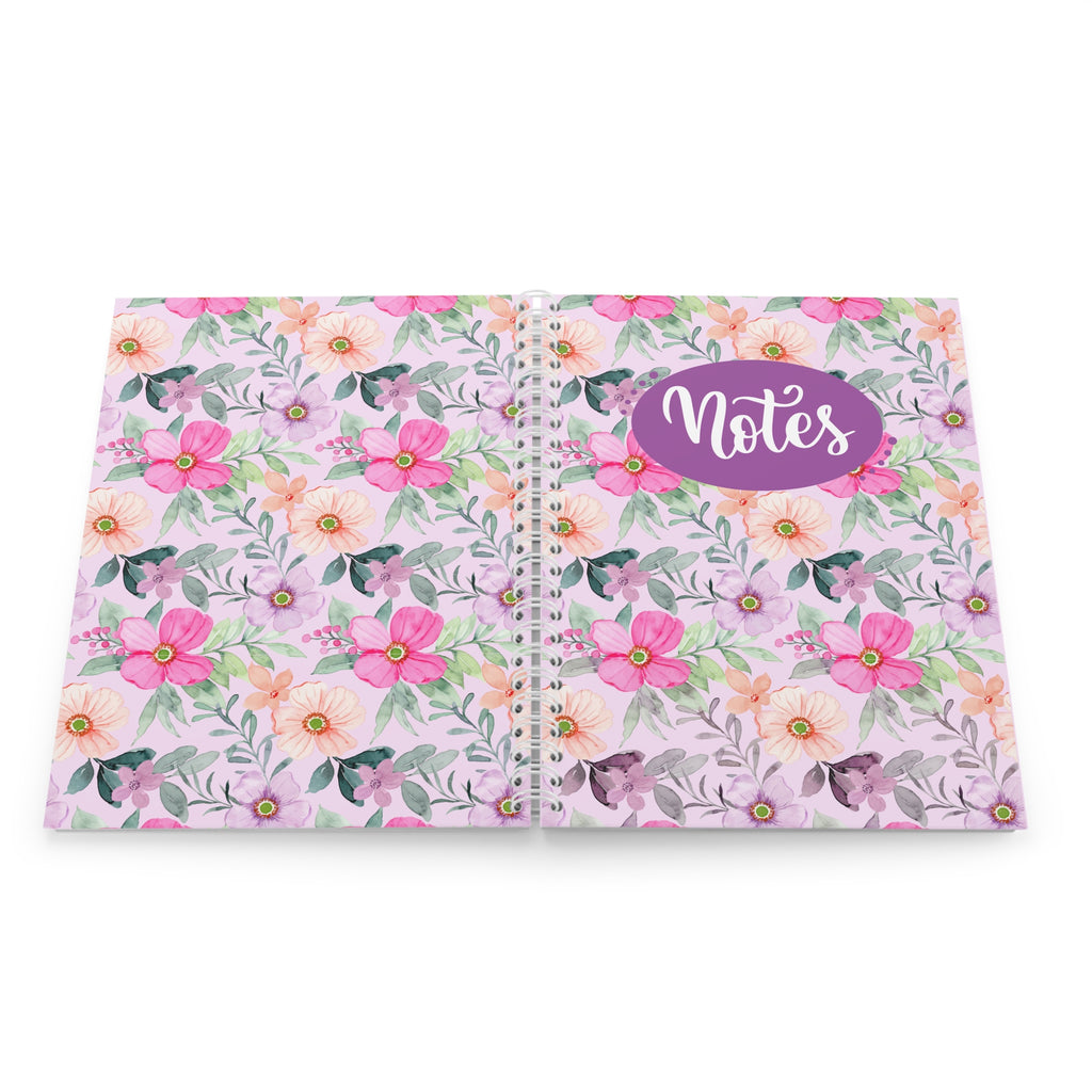 Floral Notes Spiral Notebook — Pink Watercolor Flowers Journal