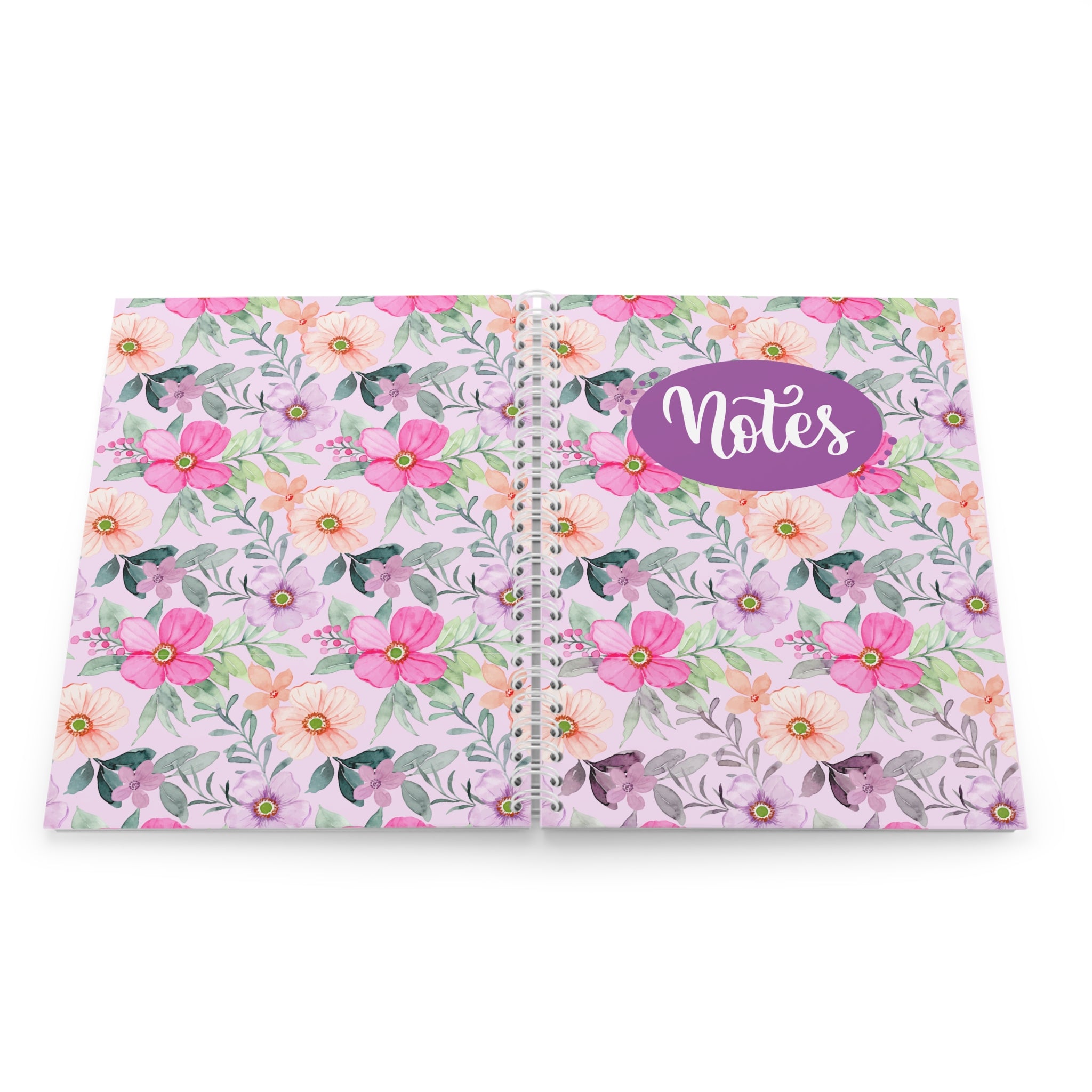 Floral Notes Spiral Notebook — Pink Watercolor Flowers Journal