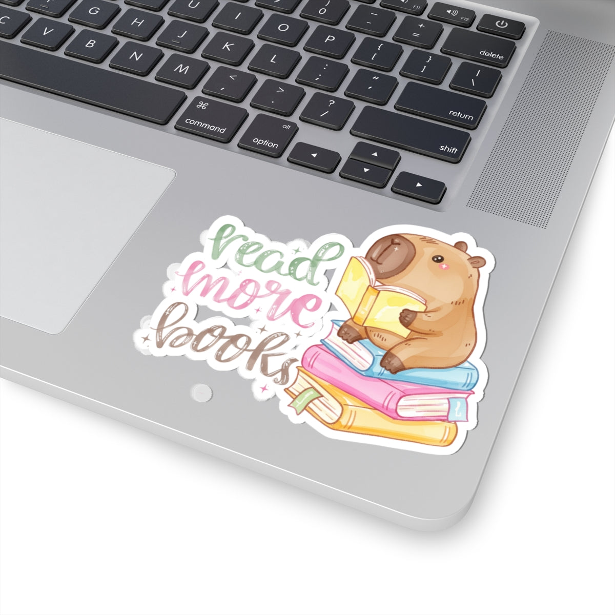 Read More Books Bear Sticker — Cute Bookworm Laptop Kiss-Cut Sticker