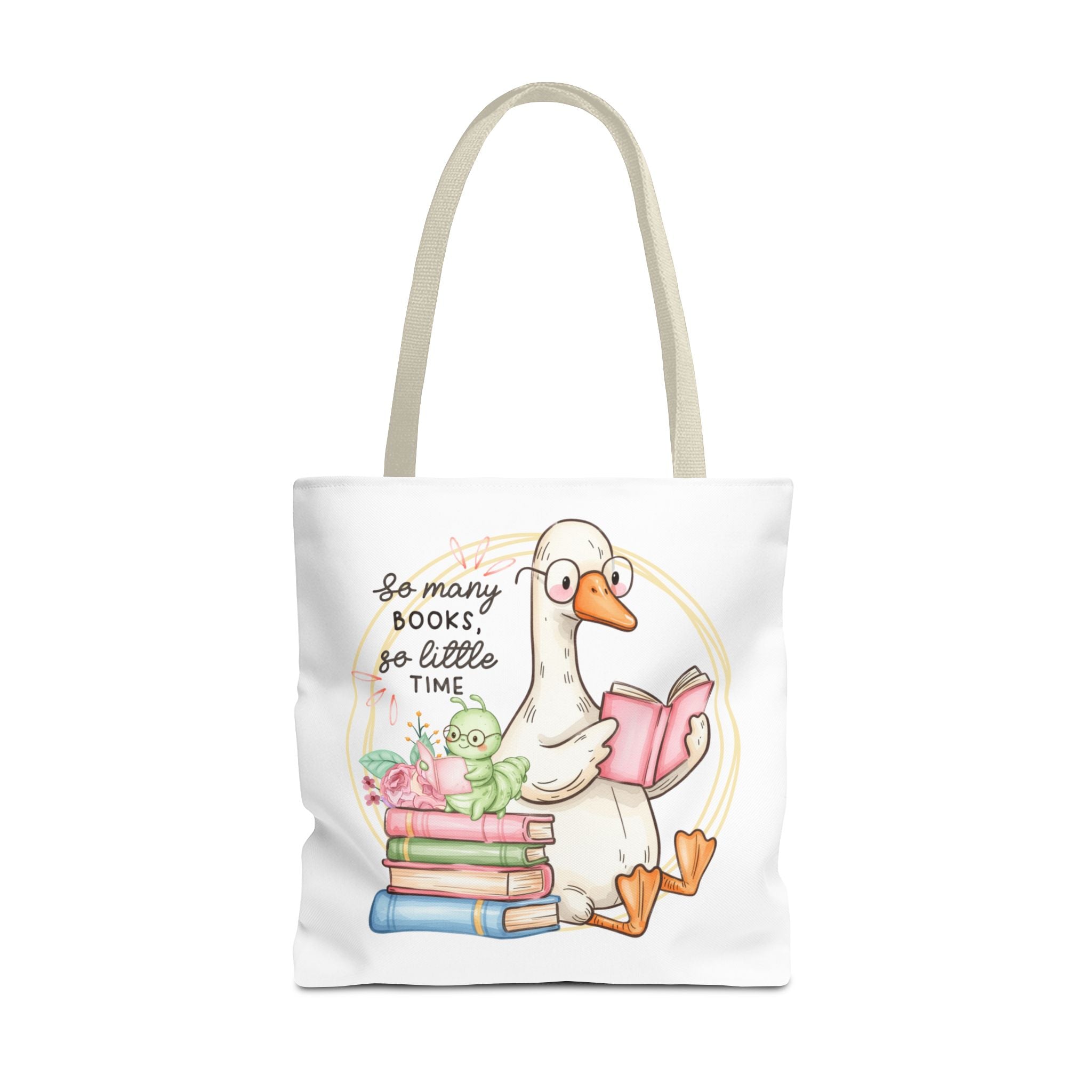 Reading Goose Tote Bag — "So Many Books, So Little Time" Cute Booklover Carryall