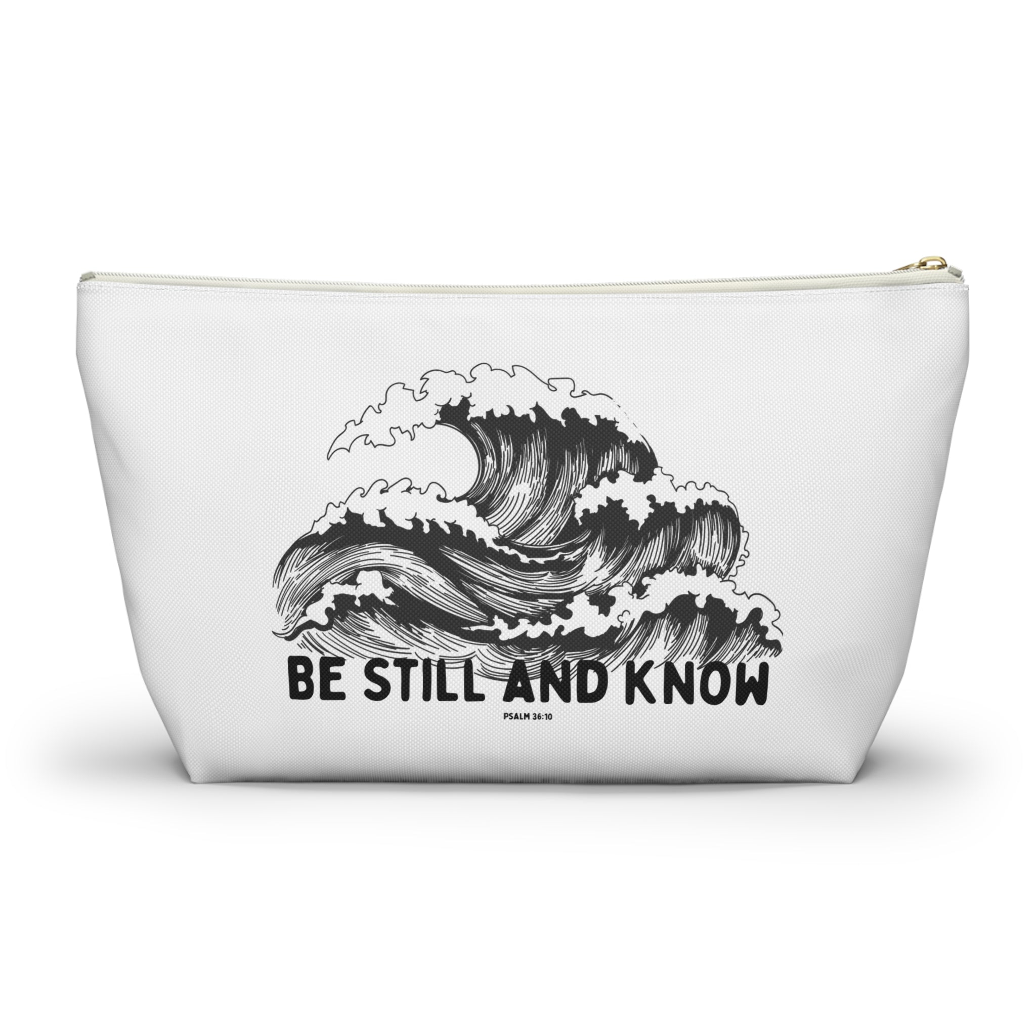 Be Still and Know Accessory Pouch — Japanese Wave Art (Psalm 46:10)