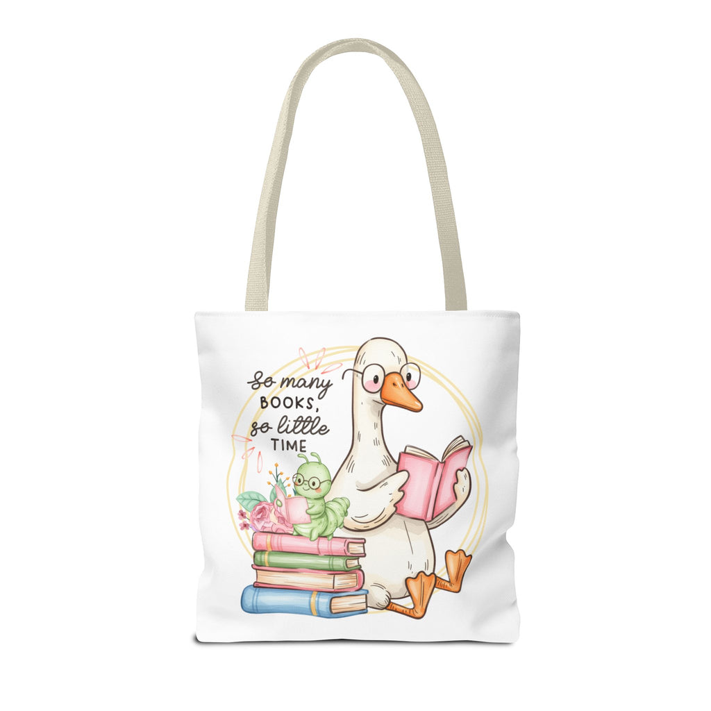 Reading Goose Tote Bag — "So Many Books, So Little Time" Cute Booklover Carryall
