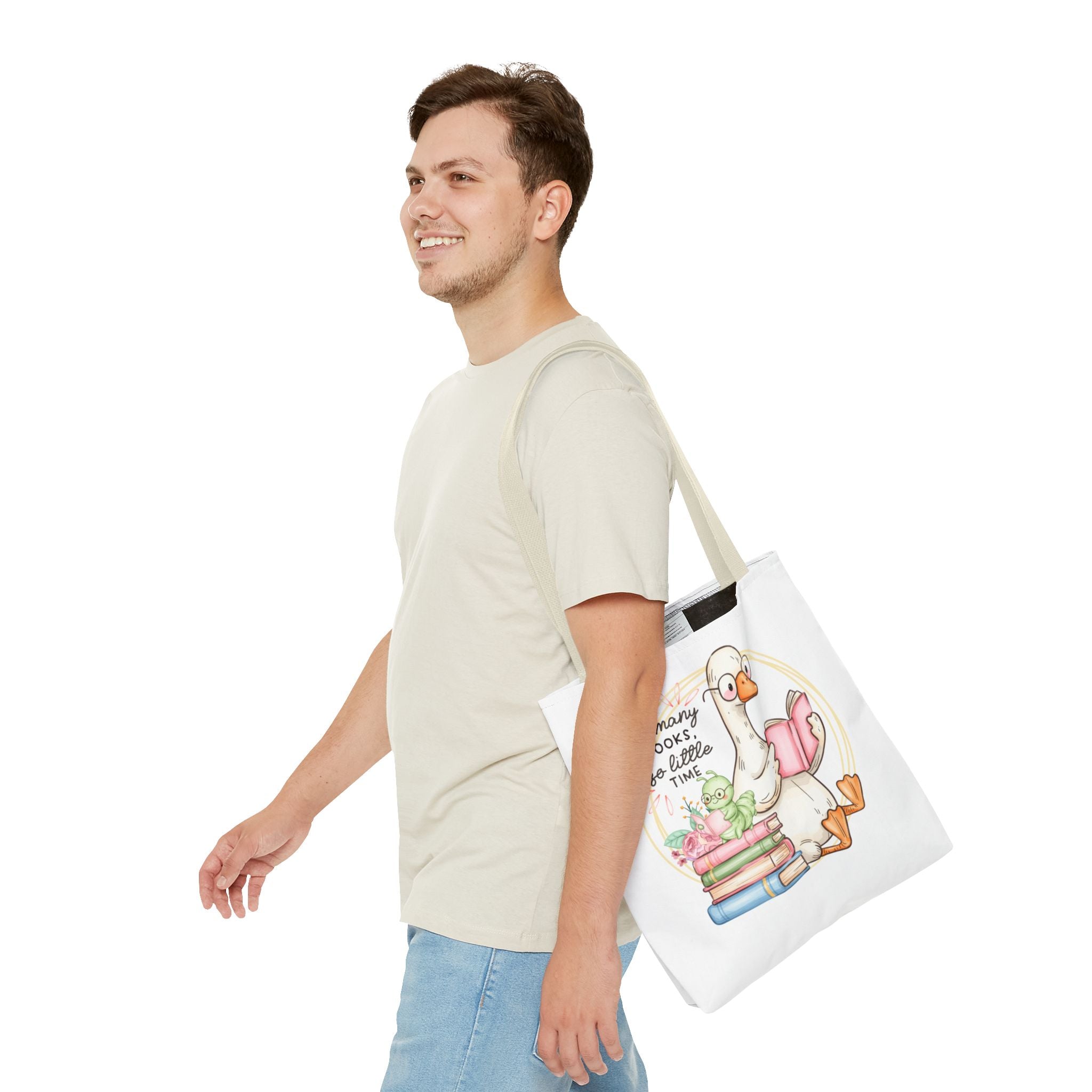 Reading Goose Tote Bag — "So Many Books, So Little Time" Cute Booklover Carryall