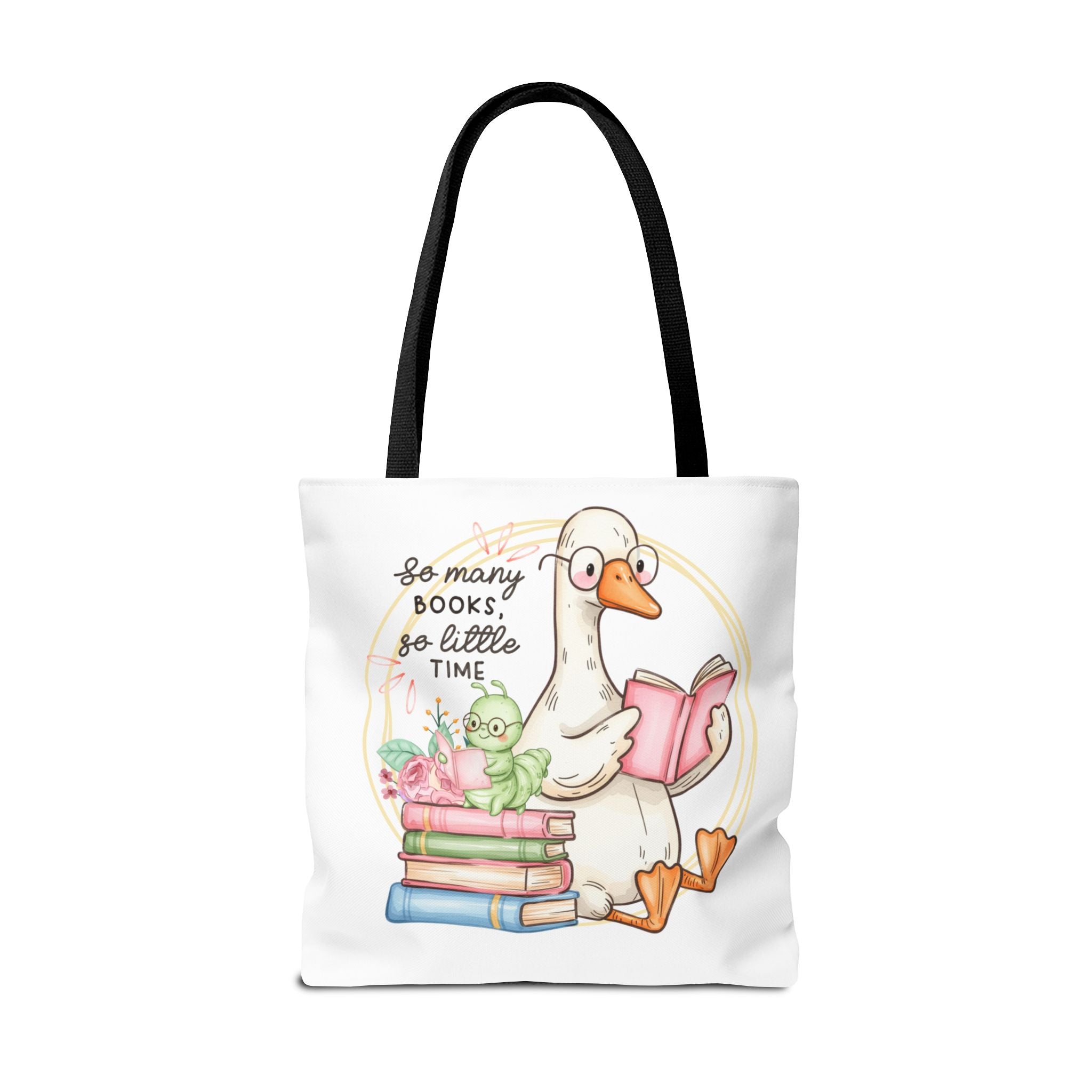 Reading Goose Tote Bag — "So Many Books, So Little Time" Cute Booklover Carryall