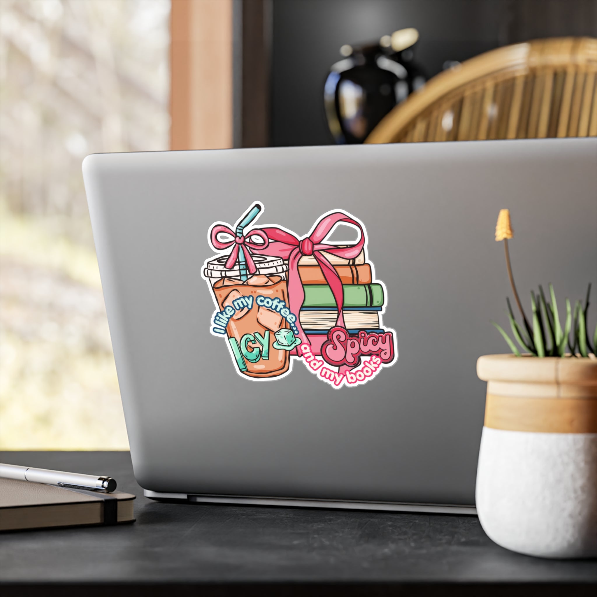 I Like My Coffee Icy & My Books Spicy Vinyl Sticker