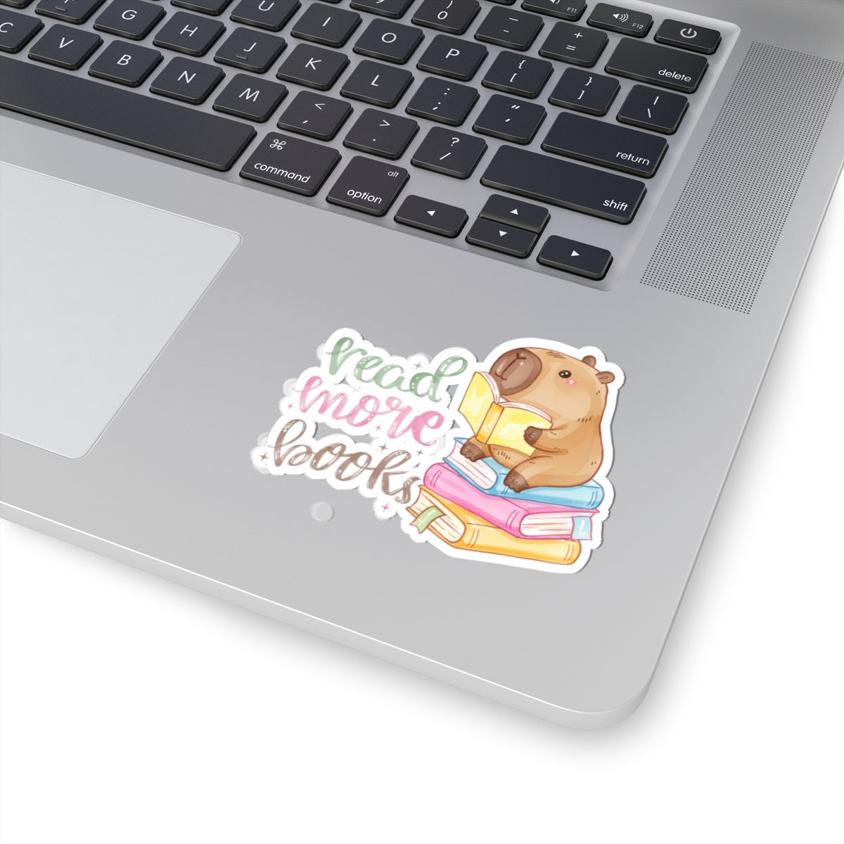 Read More Books Bear Sticker — Cute Bookworm Laptop Kiss-Cut Sticker