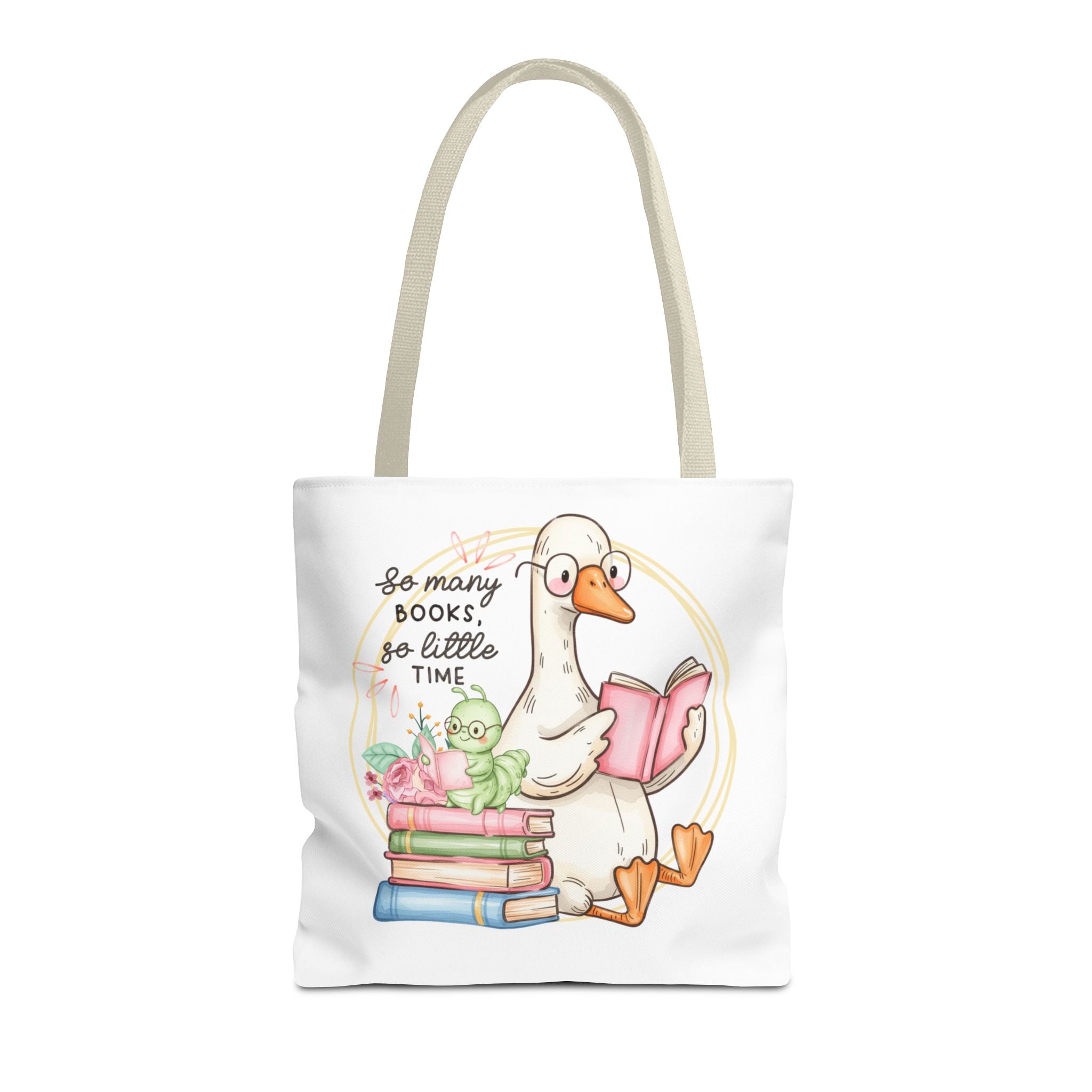 Reading Goose Tote Bag — "So Many Books, So Little Time" Cute Booklover Carryall