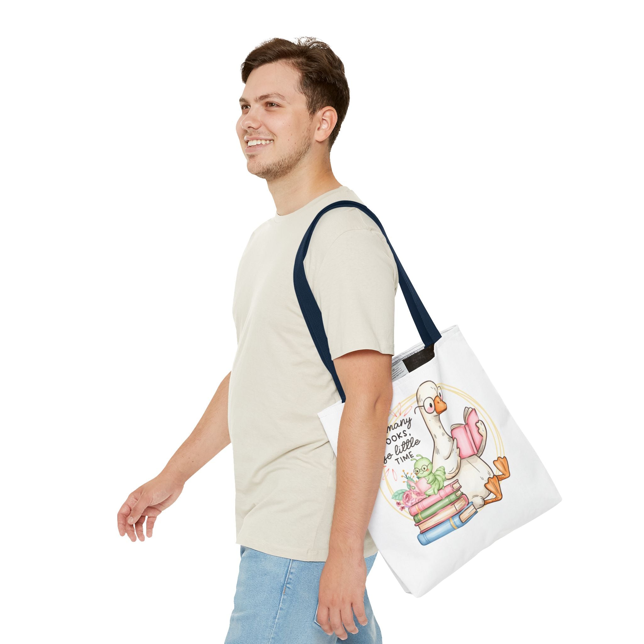 Reading Goose Tote Bag — "So Many Books, So Little Time" Cute Booklover Carryall