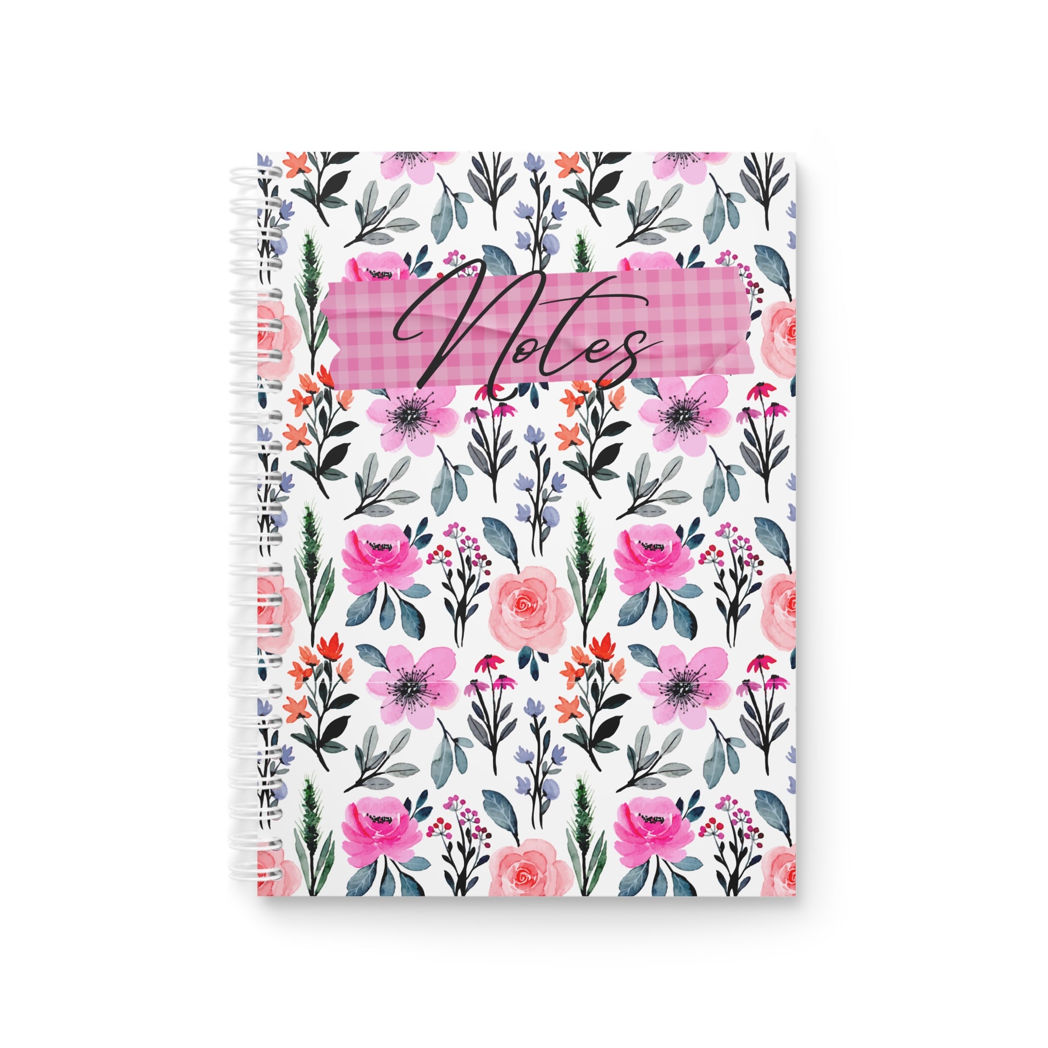 Floral Notes Spiral Notebook — Pink Watercolor Flowers Journal