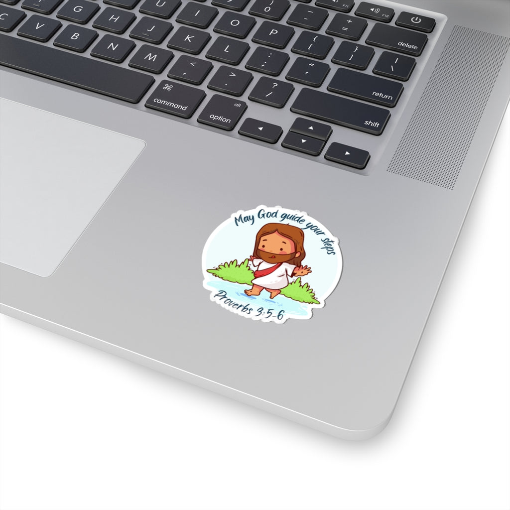 Jesus Sticker — “May God Guide Your Steps” (Proverbs 3:5-6) Kiss-Cut