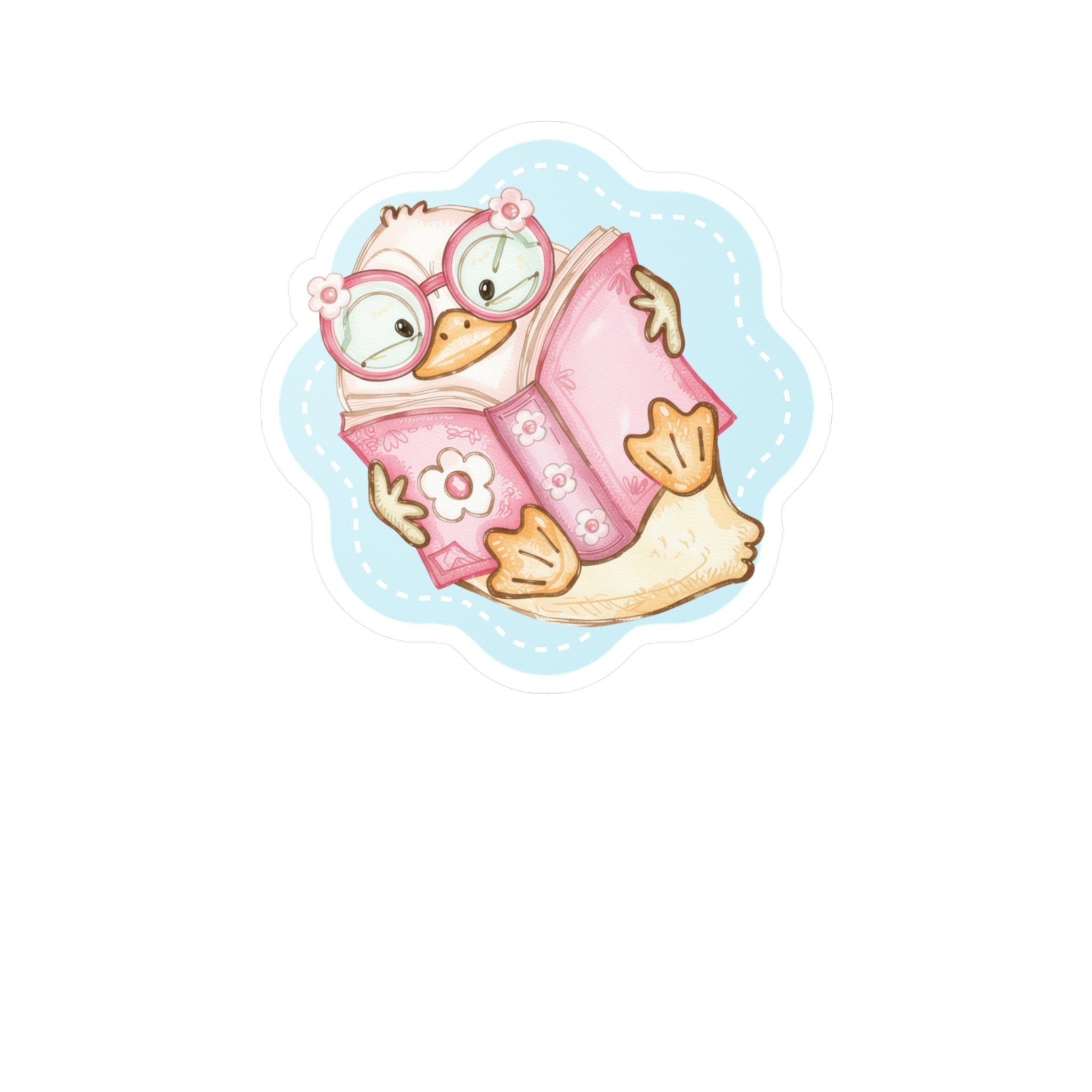 Cute Reading Duck Vinyl Sticker — Kiss-Cut Decal for Books, Laptops & Windows