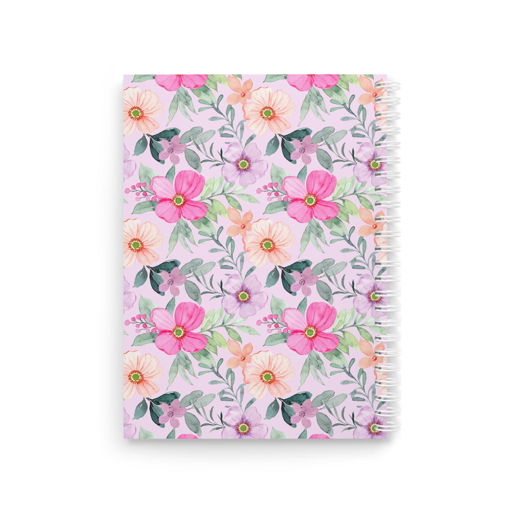 Floral Notes Spiral Notebook — Pink Watercolor Flowers Journal