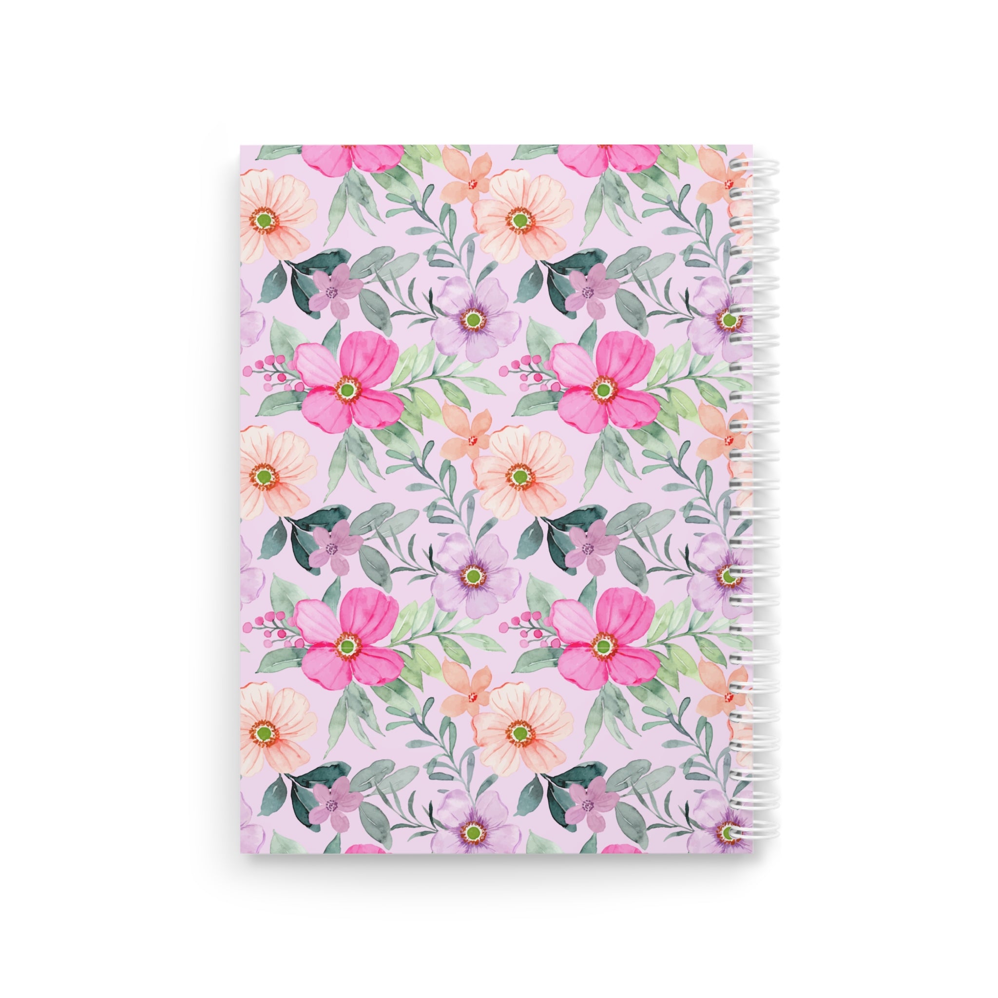 Floral Notes Spiral Notebook — Pink Watercolor Flowers Journal