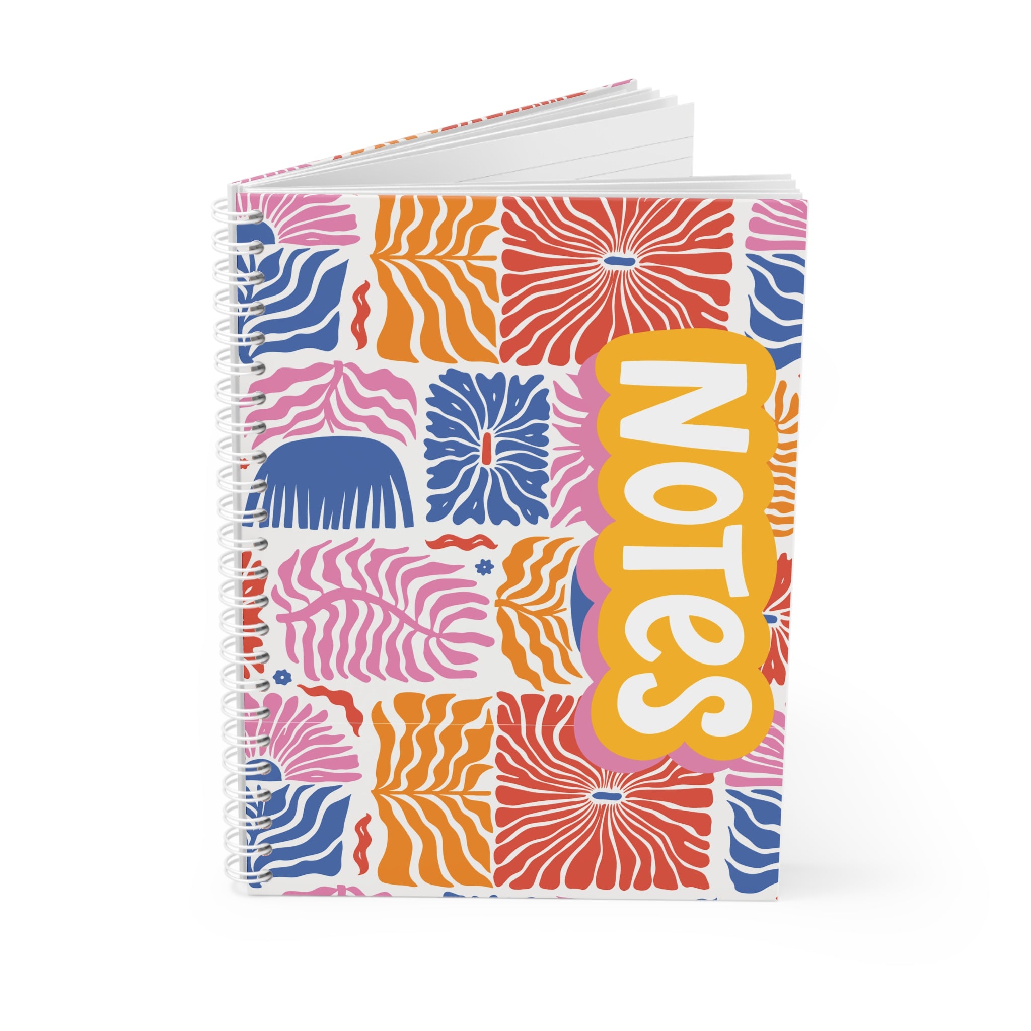 Spiral Notebook — Bold Floral Notes Journal (Colorful Pattern, "NOTES" Cover)