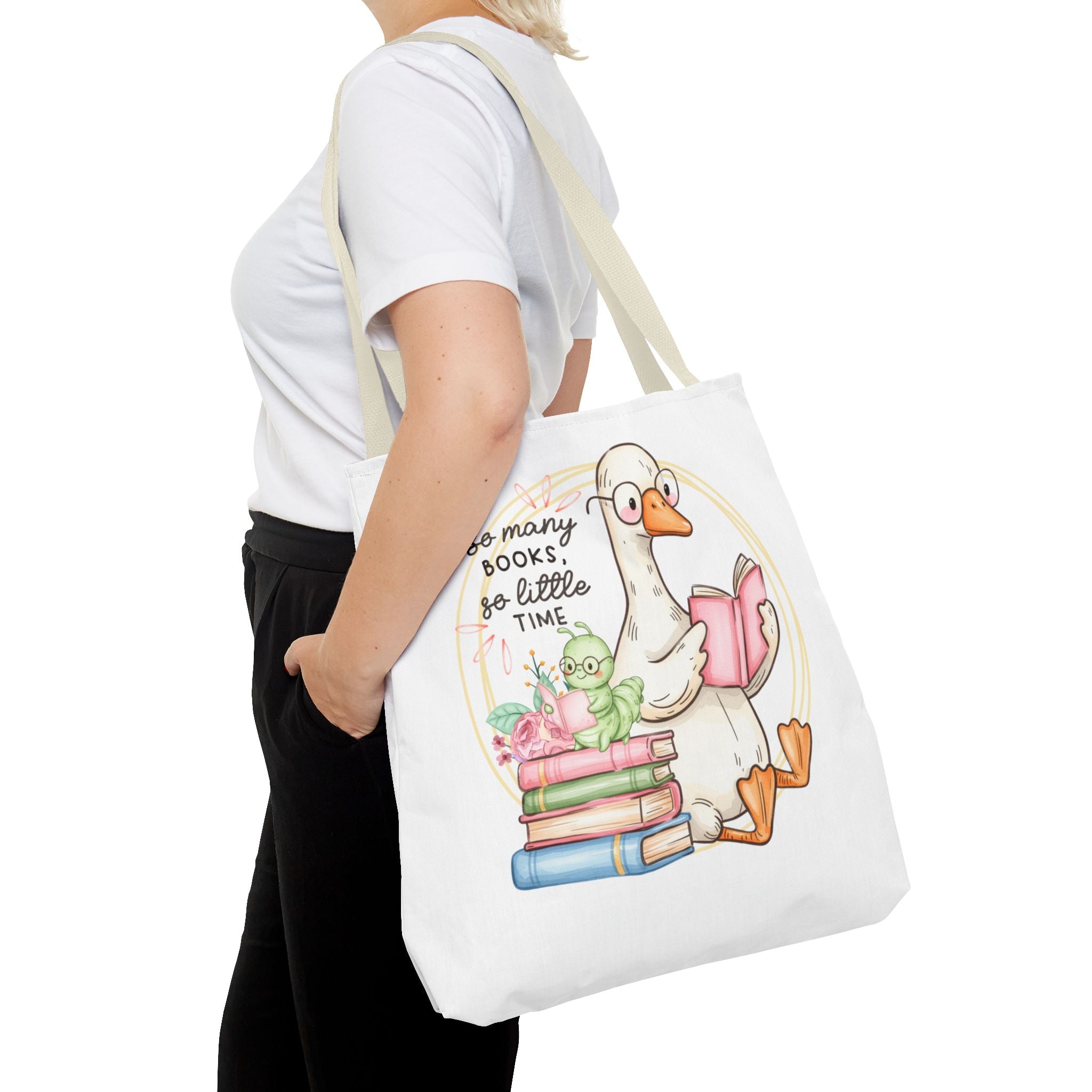 Reading Goose Tote Bag — "So Many Books, So Little Time" Cute Booklover Carryall