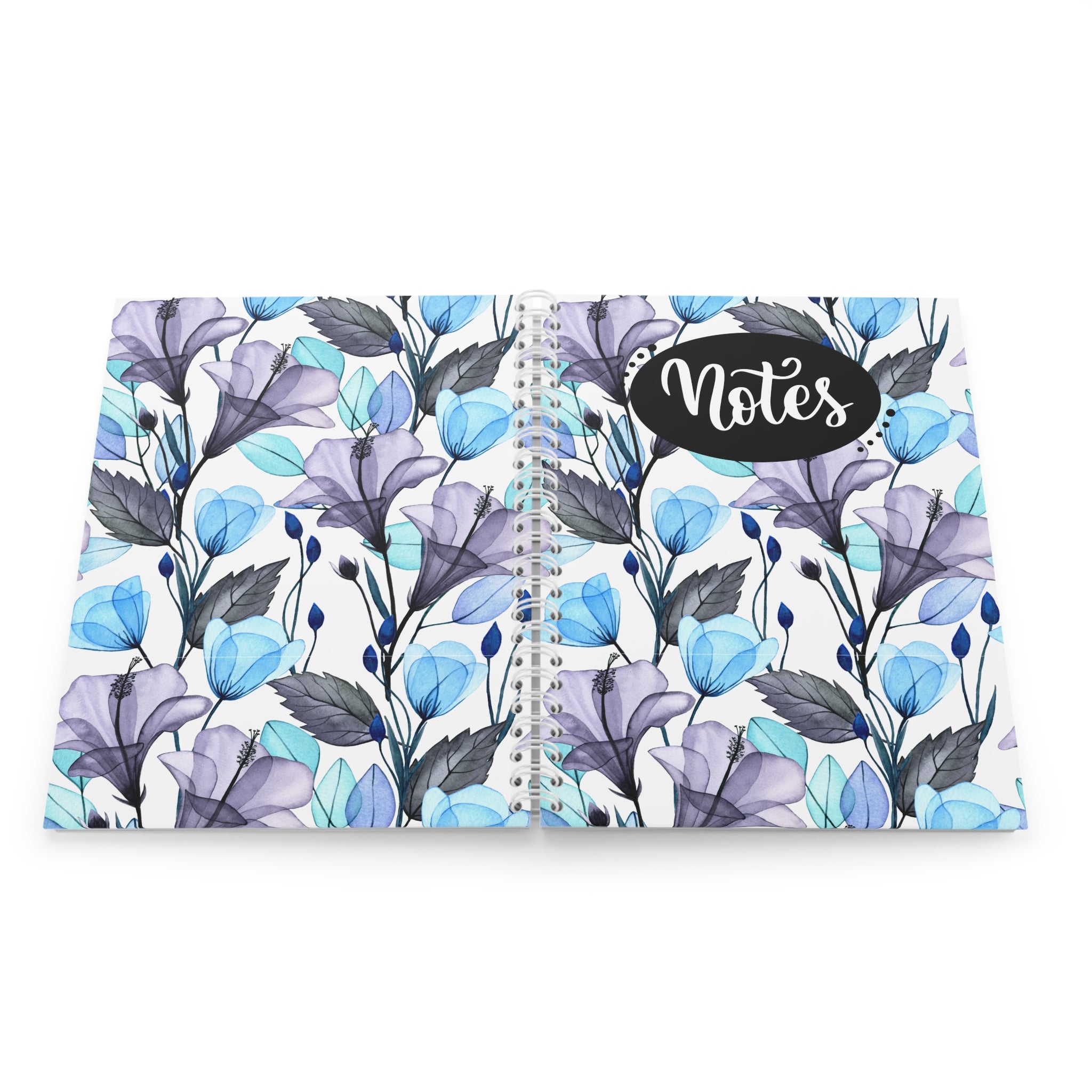 Floral Notes Spiral Notebook — Blue & Lavender Watercolor Bloom Journal