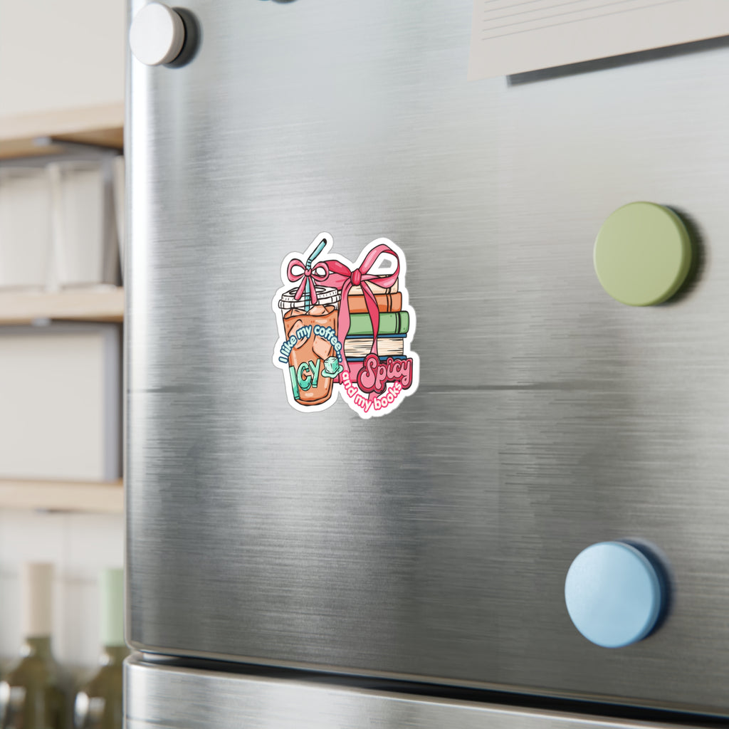 I Like My Coffee Icy & My Books Spicy Vinyl Sticker
