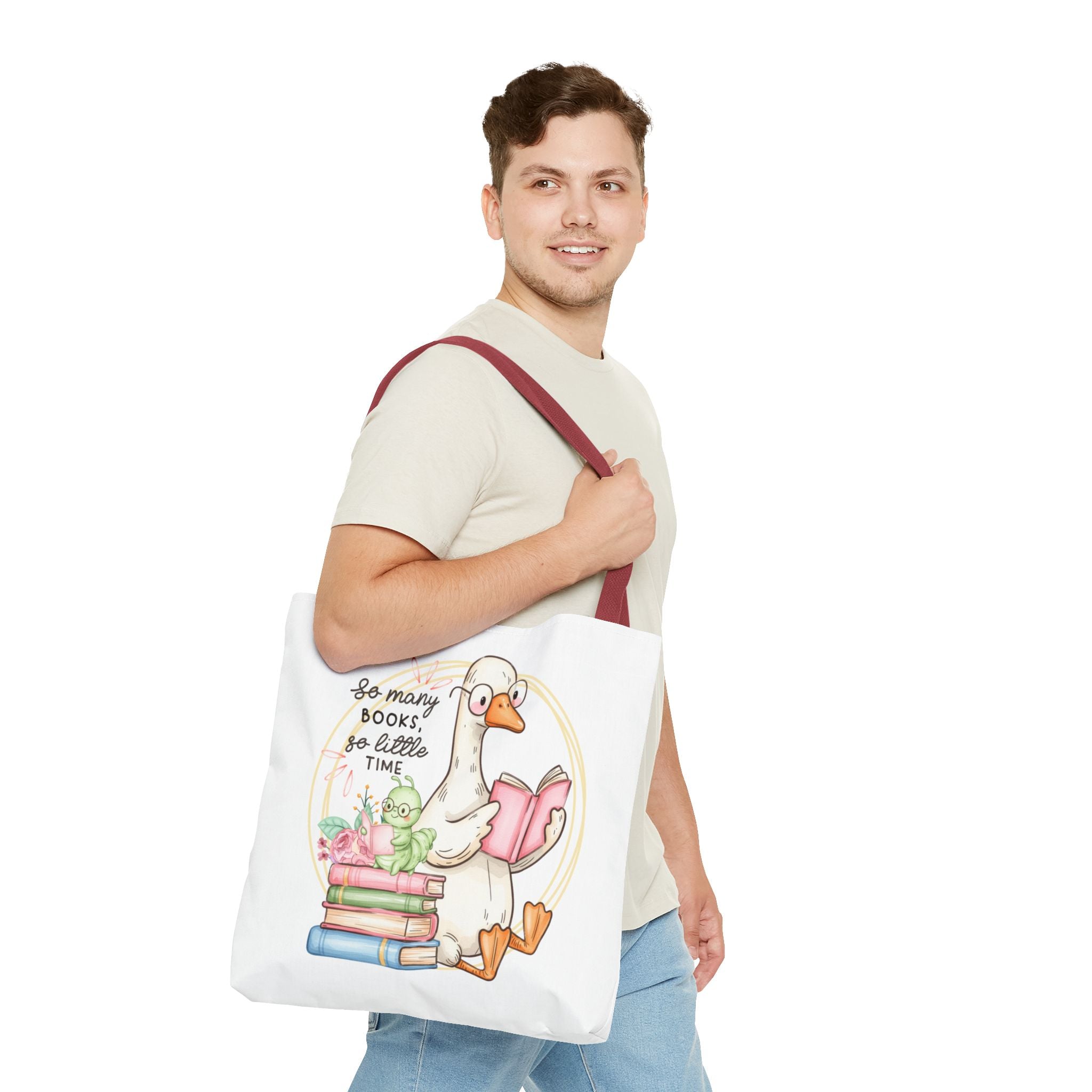 Reading Goose Tote Bag — "So Many Books, So Little Time" Cute Booklover Carryall