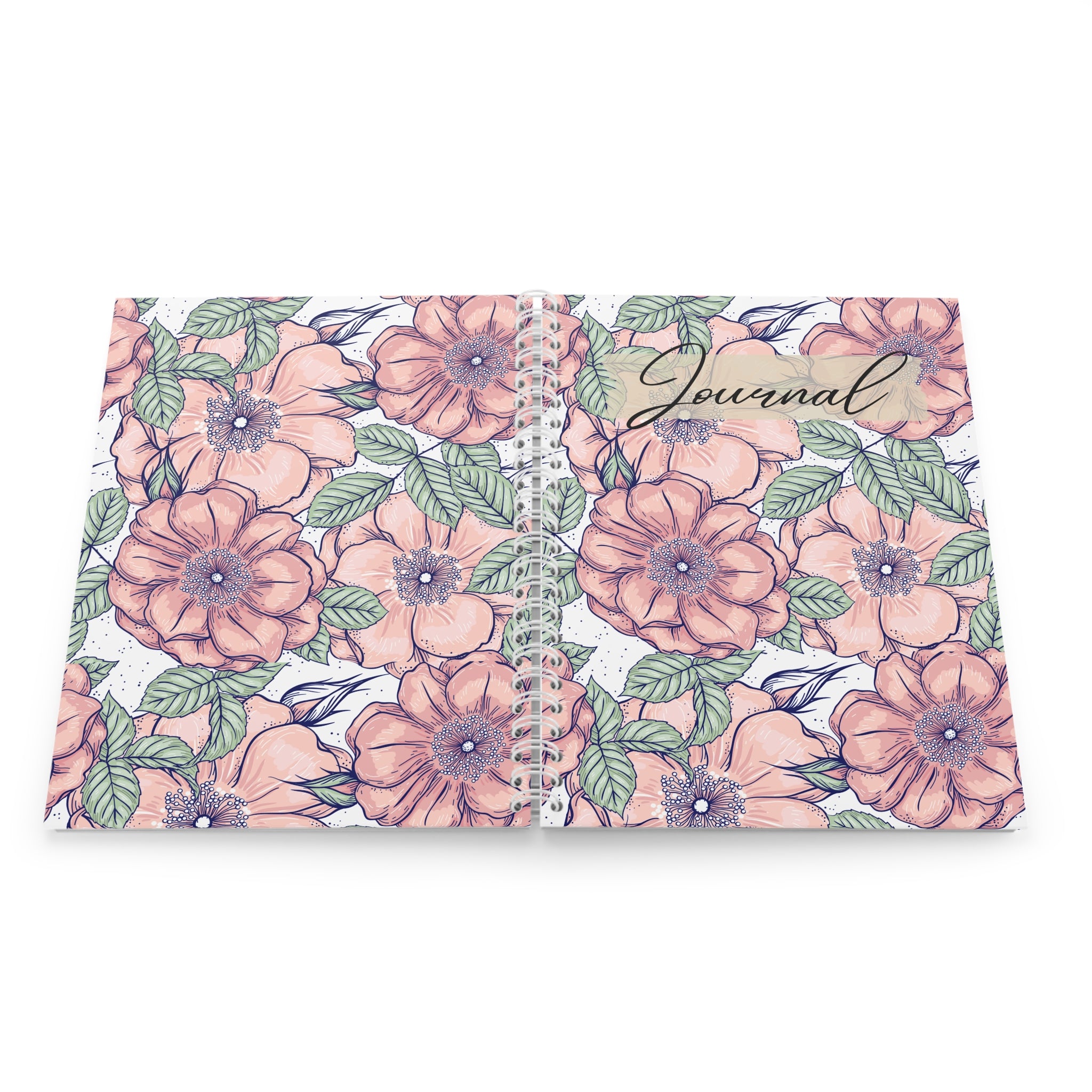 Floral Journal Spiral Notebook — Peach Watercolor Flowers, Lined Journal for Women & Girls