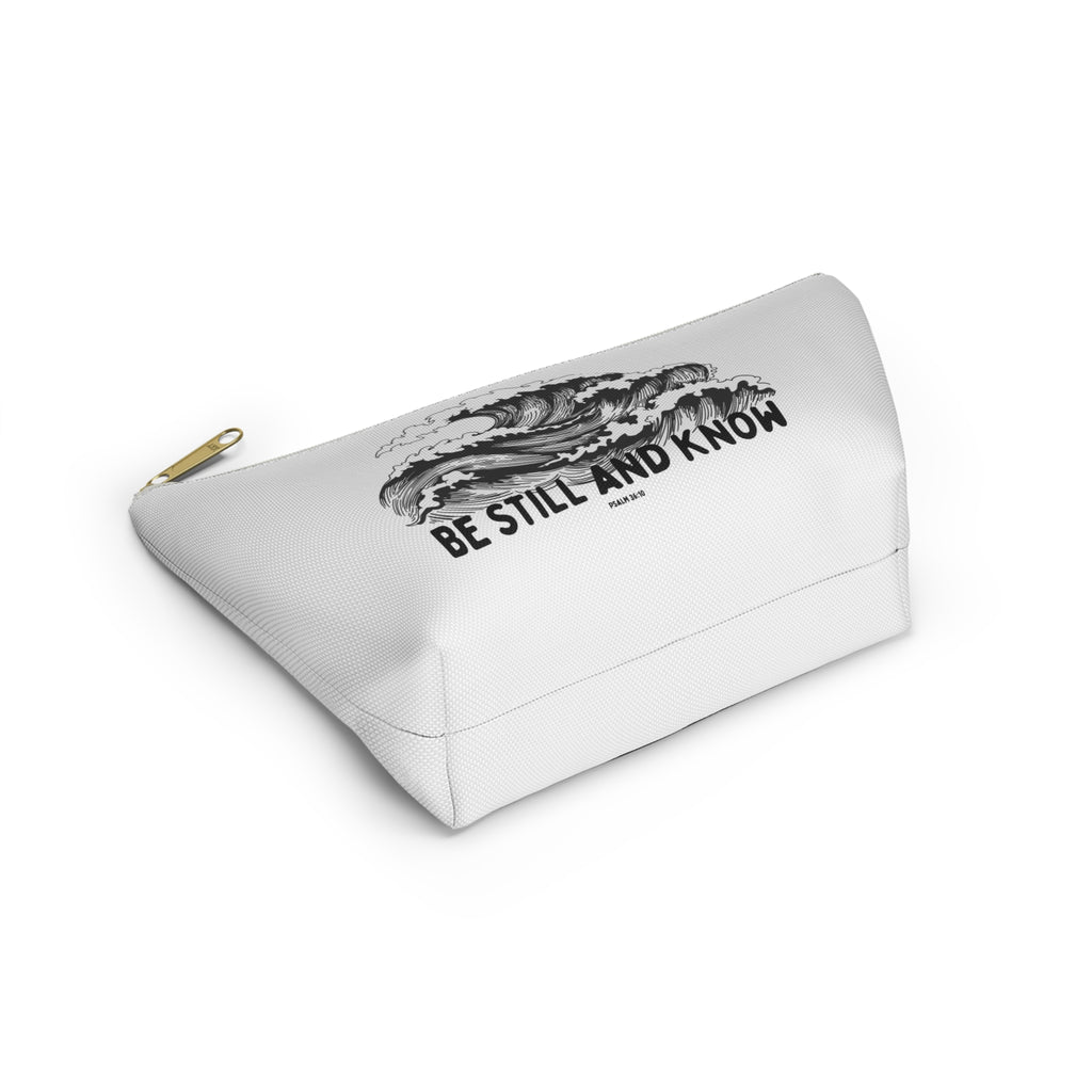 Be Still and Know Accessory Pouch — Japanese Wave Art (Psalm 46:10)