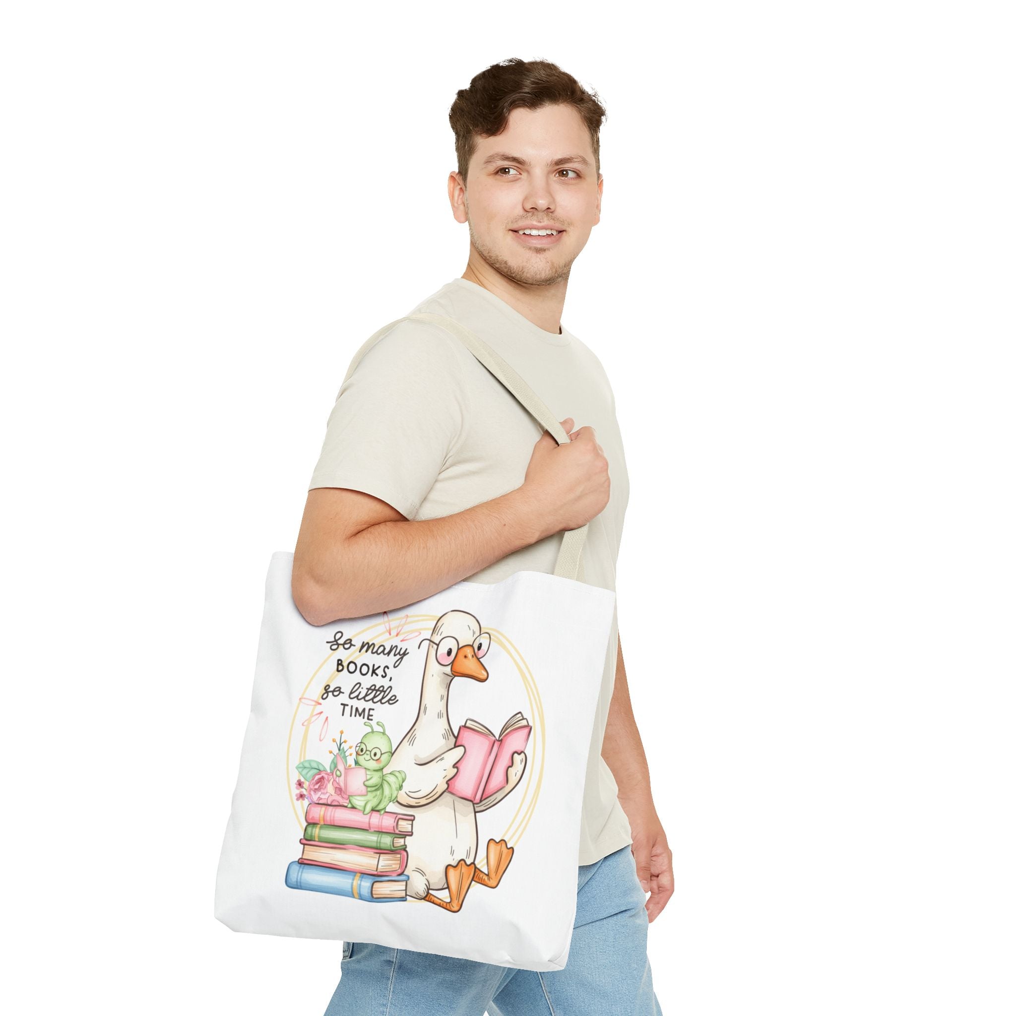 Reading Goose Tote Bag — "So Many Books, So Little Time" Cute Booklover Carryall
