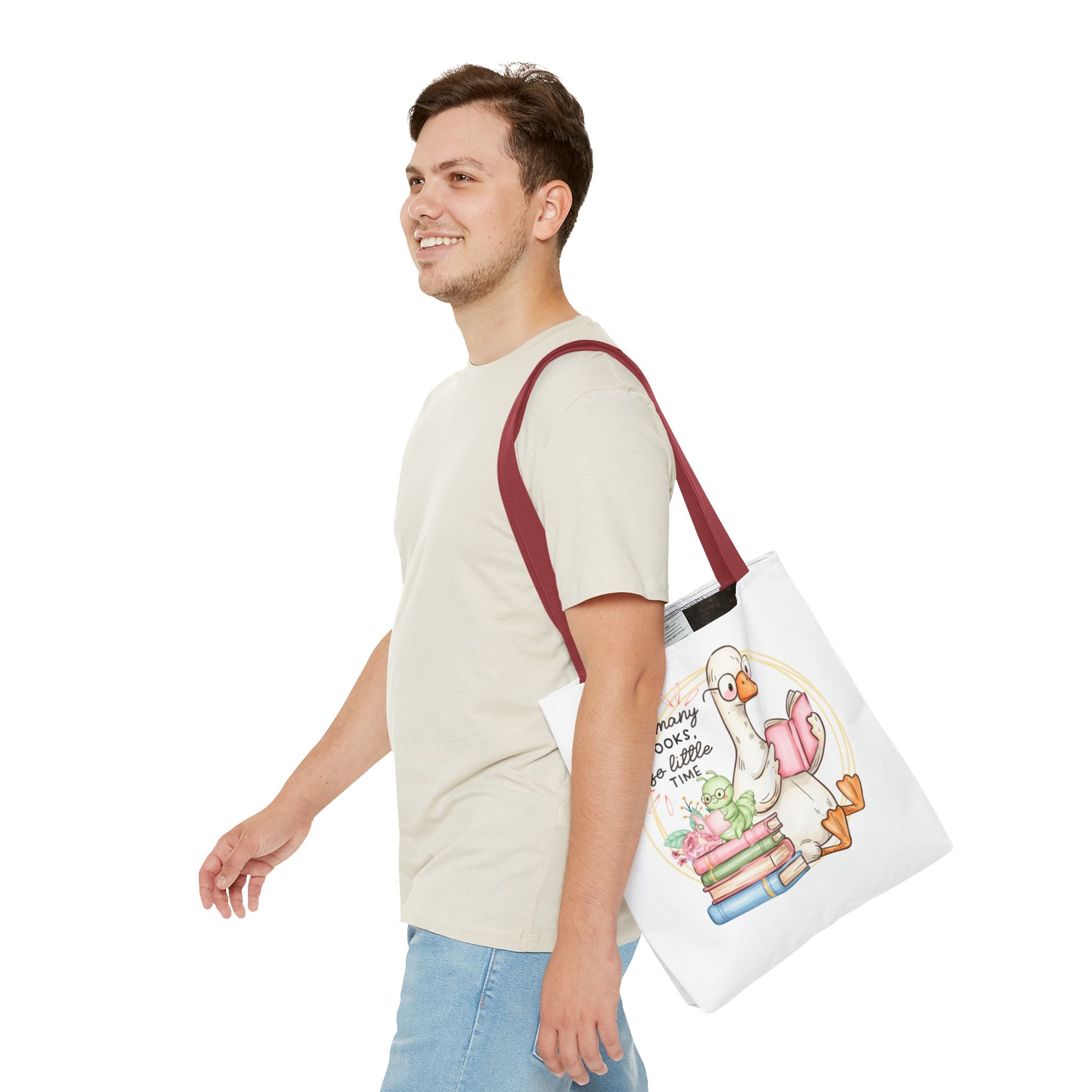 Reading Goose Tote Bag — "So Many Books, So Little Time" Cute Booklover Carryall