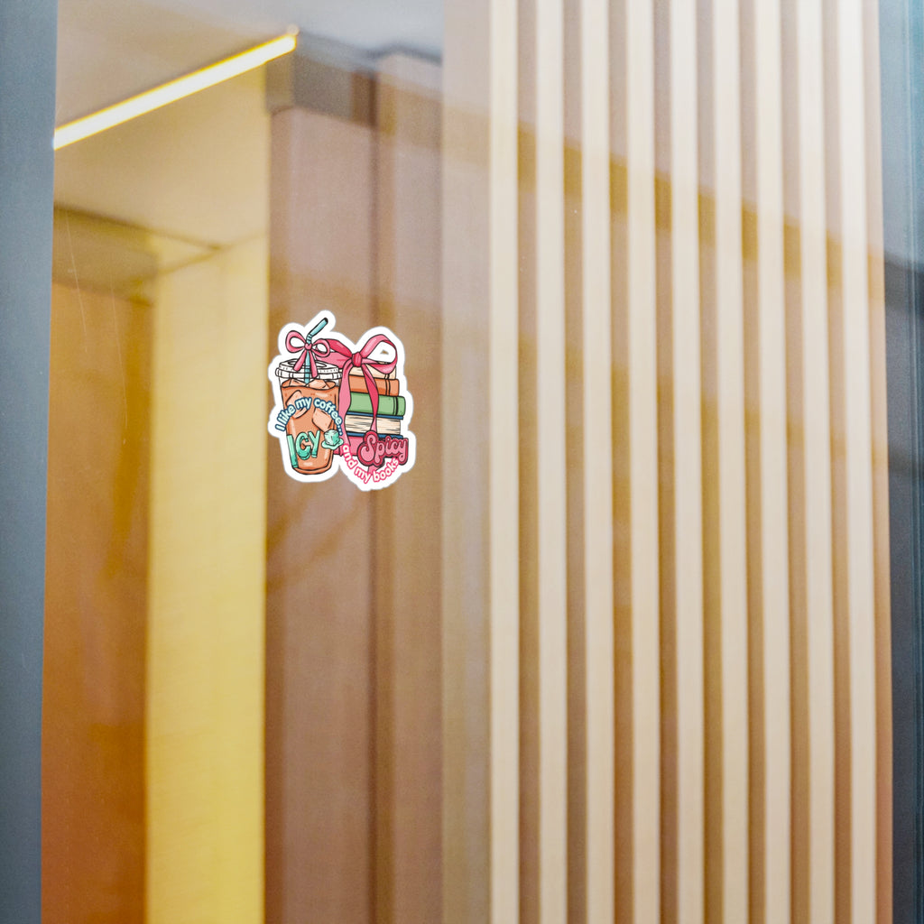 I Like My Coffee Icy & My Books Spicy Vinyl Sticker