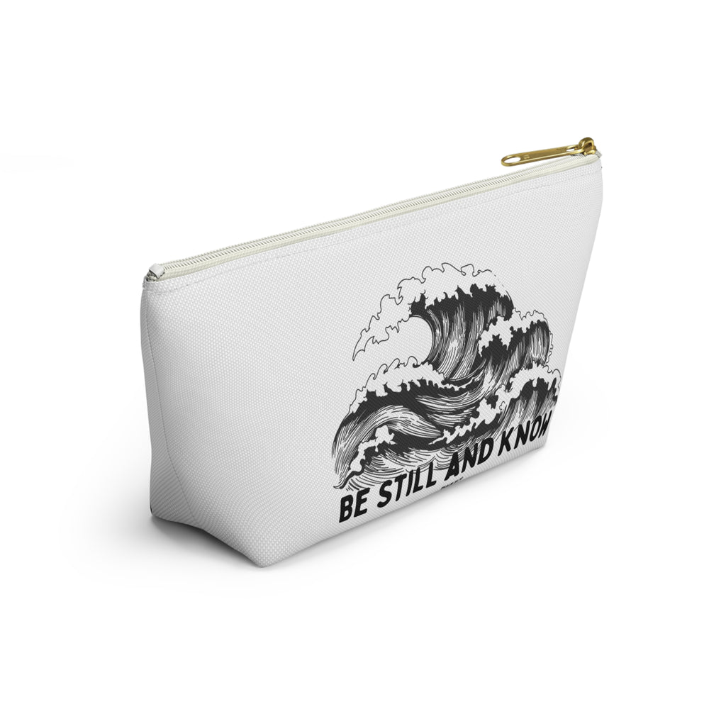 Be Still and Know Accessory Pouch — Japanese Wave Art (Psalm 46:10)