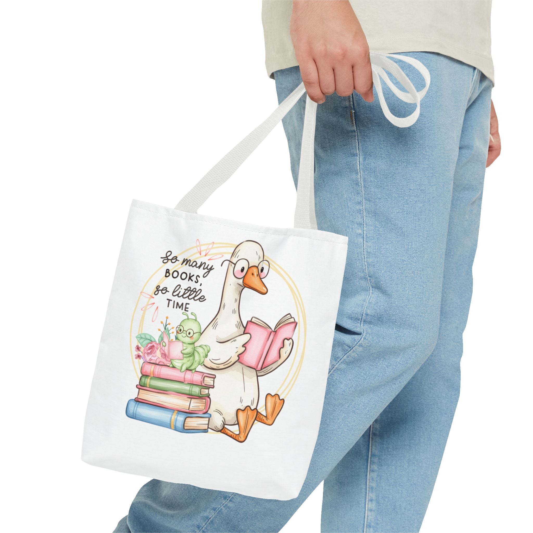 Reading Goose Tote Bag — "So Many Books, So Little Time" Cute Booklover Carryall
